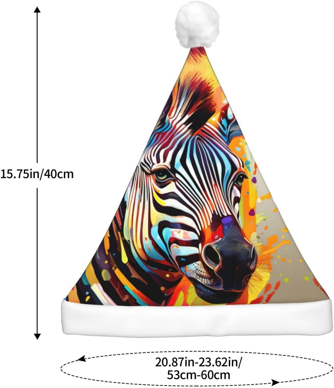 Abstract Animal Zebra Print Christmas Santa Hat Plush Light Up