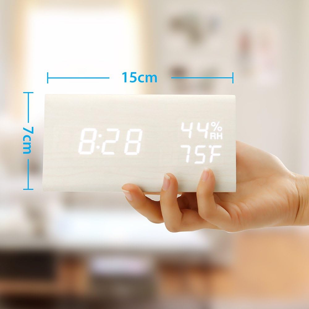 OCT17 Wooden Alarm Clock with Smart LED Display