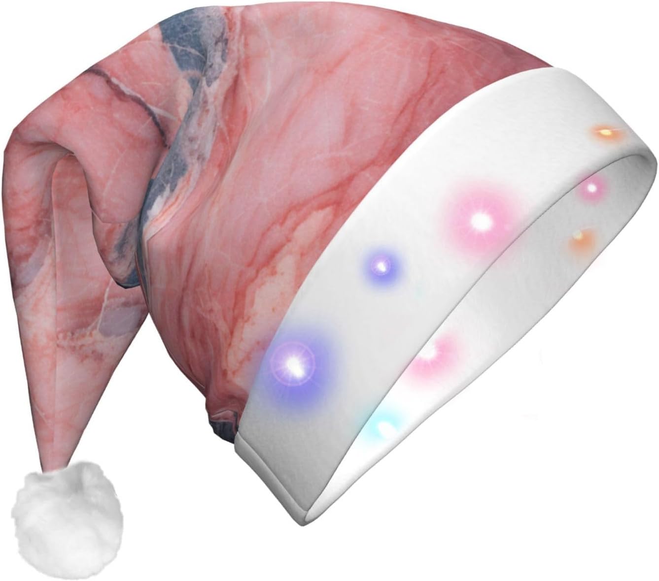 QINZHENG Rose Gold Santa Hat with LED Lights