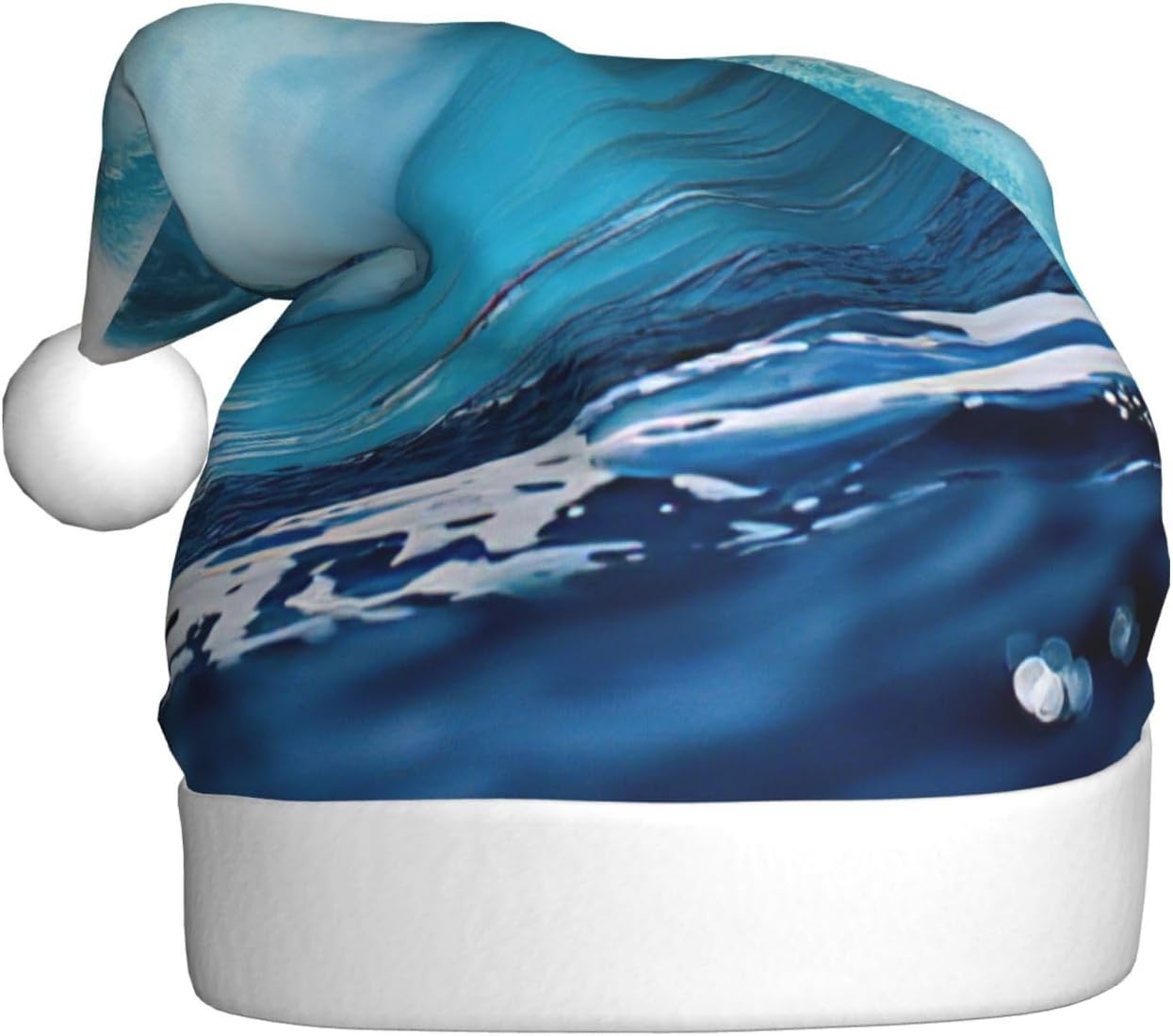 Big Ocean Wave HD Print Christmas Santa Hat Plush Comfortable