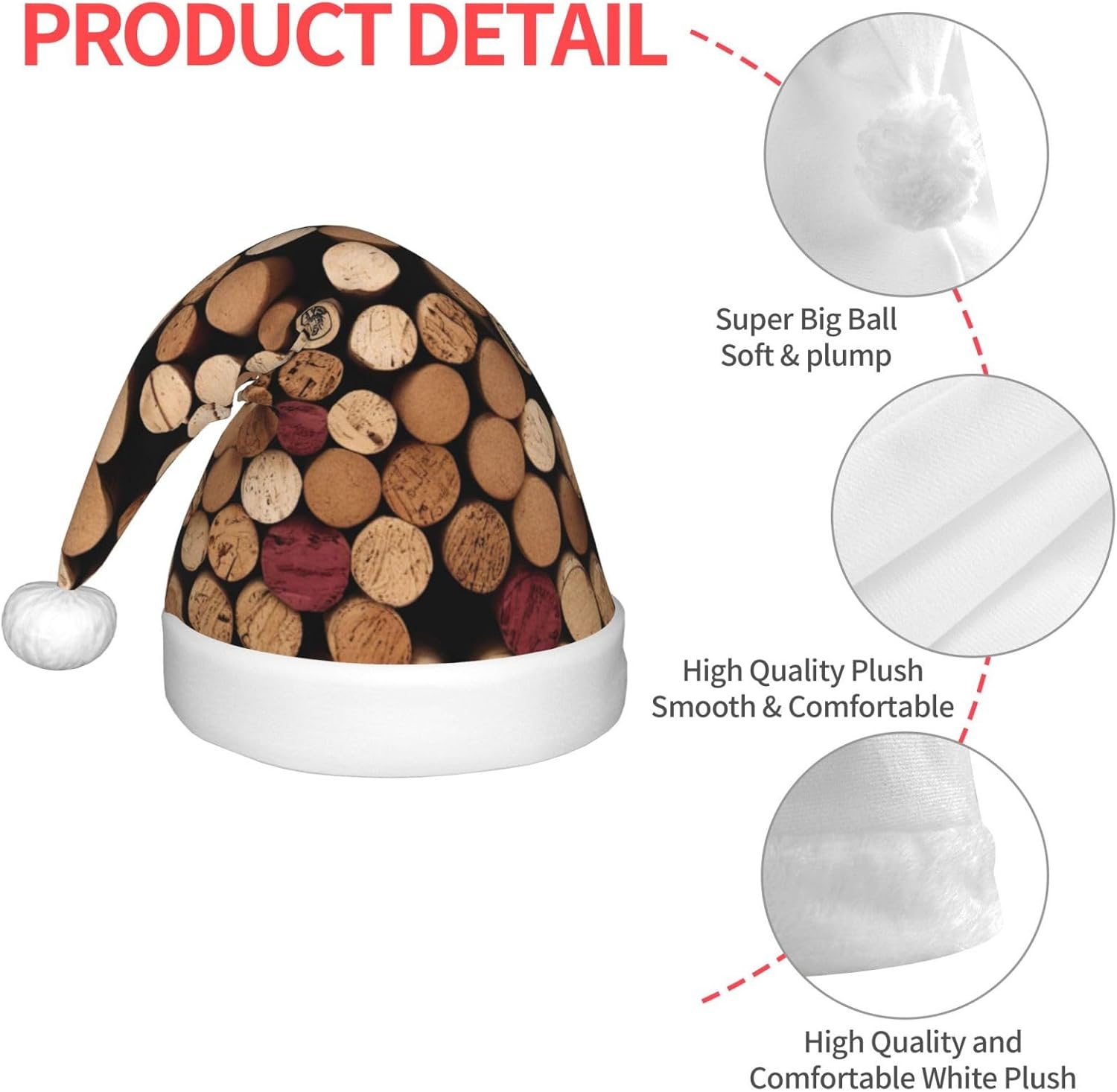 Neat Wine Cork Print Santa Hat Small Size