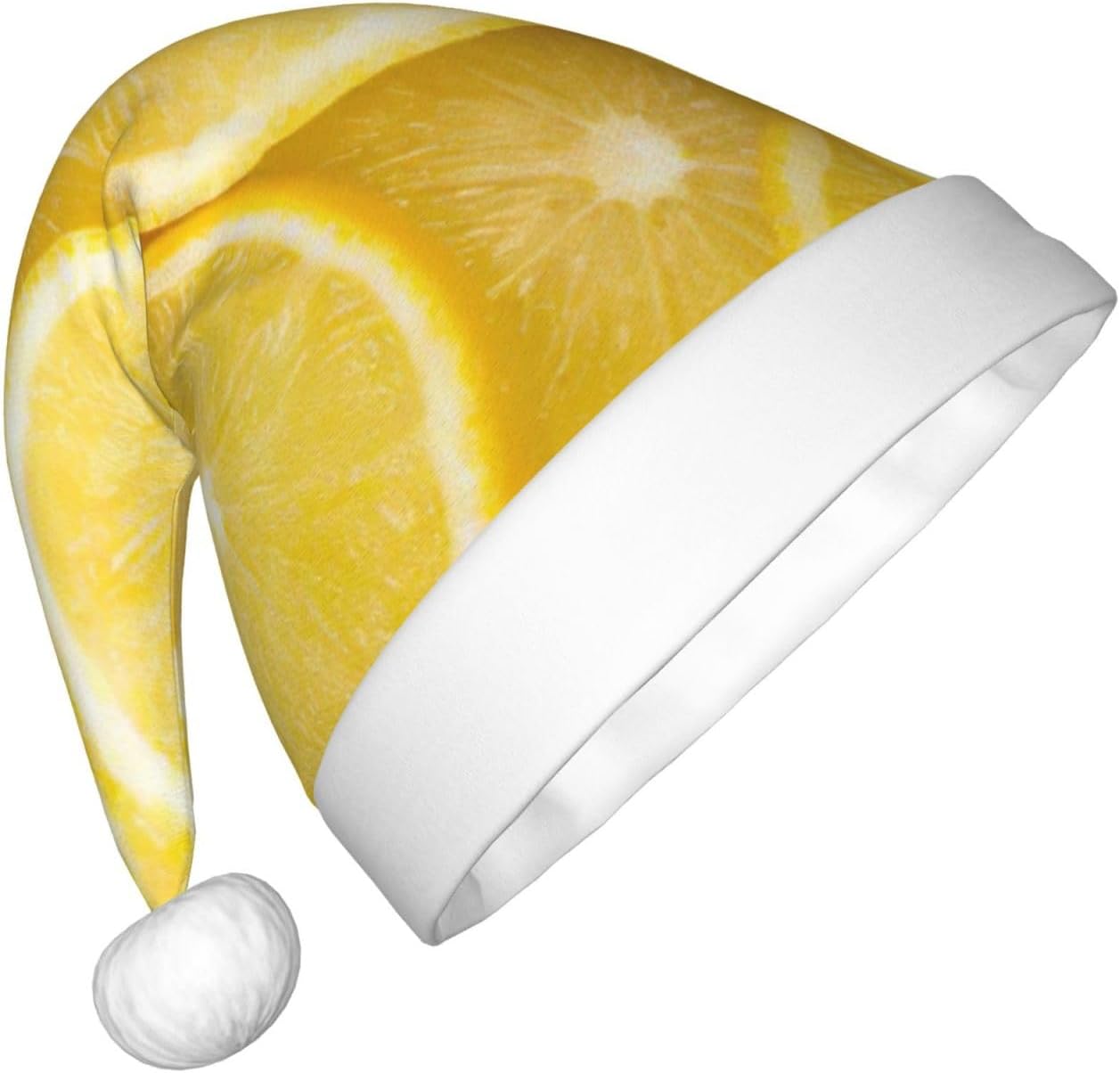 Yellow Lemon Print Christmas Santa Hat Small Size