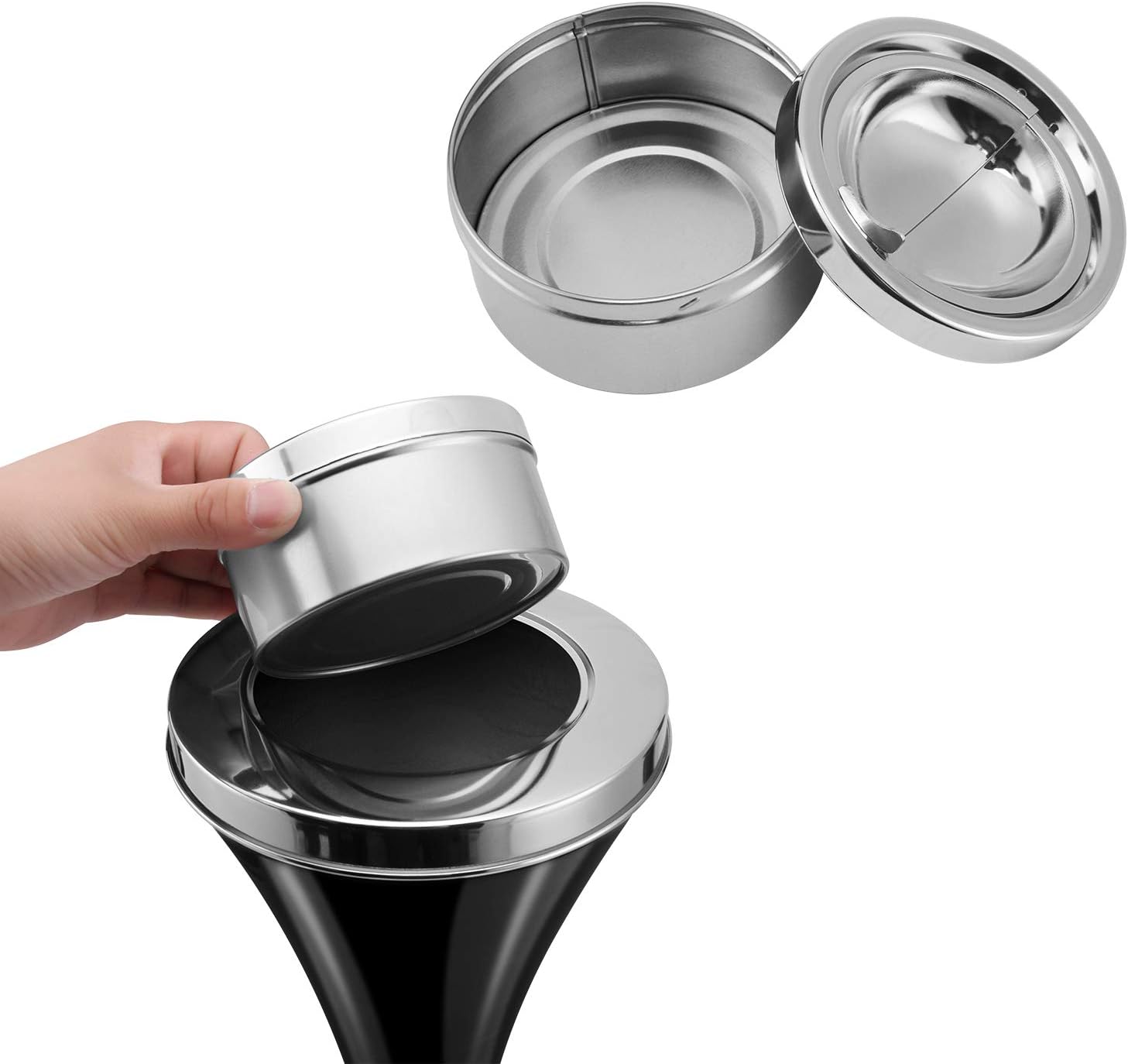 2 Pack Windproof Steel Standing Ashtray for Outdoor Use