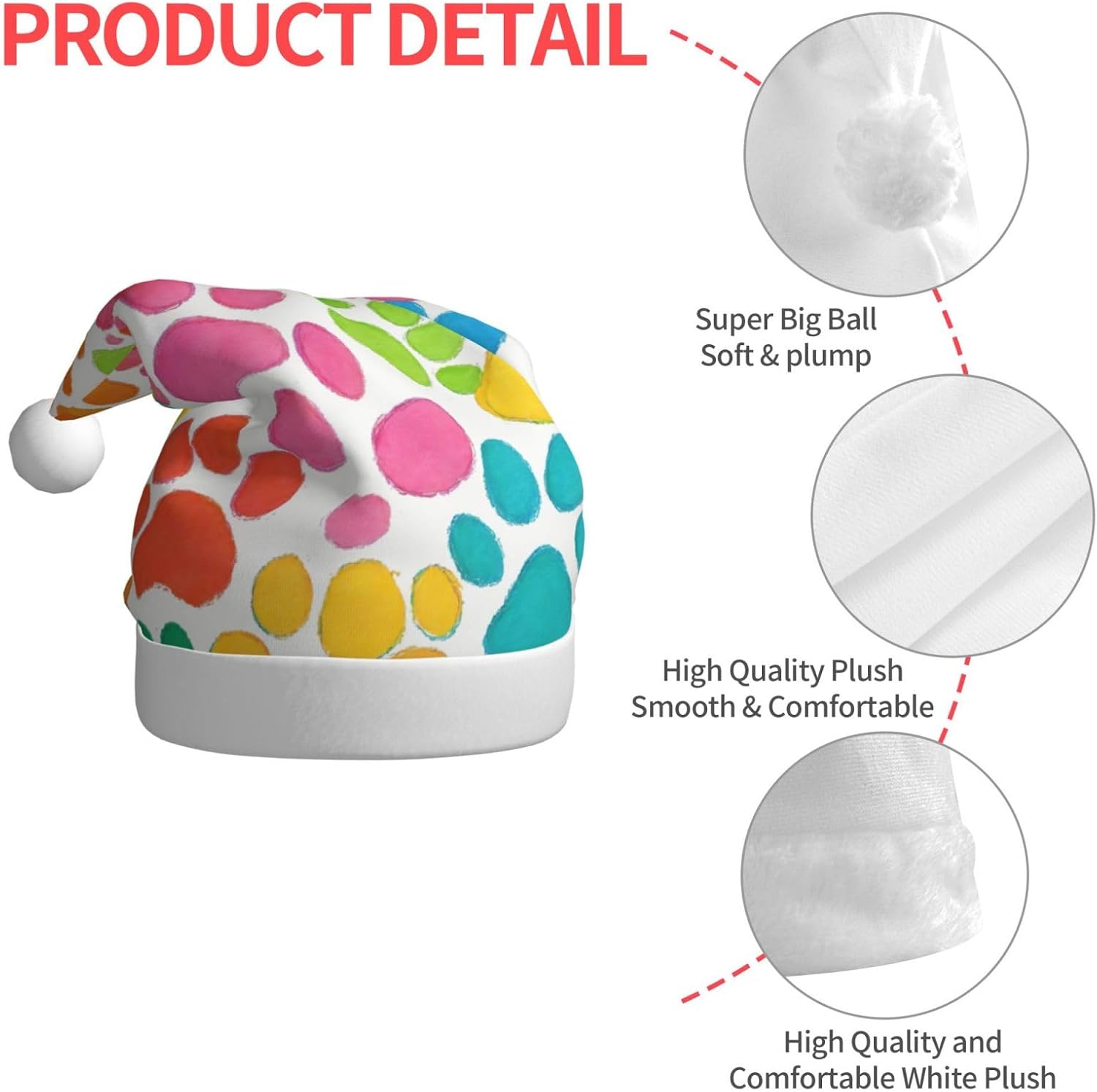 Bear Paw Print Christmas Santa Hat Plush Funny Adult Headwear