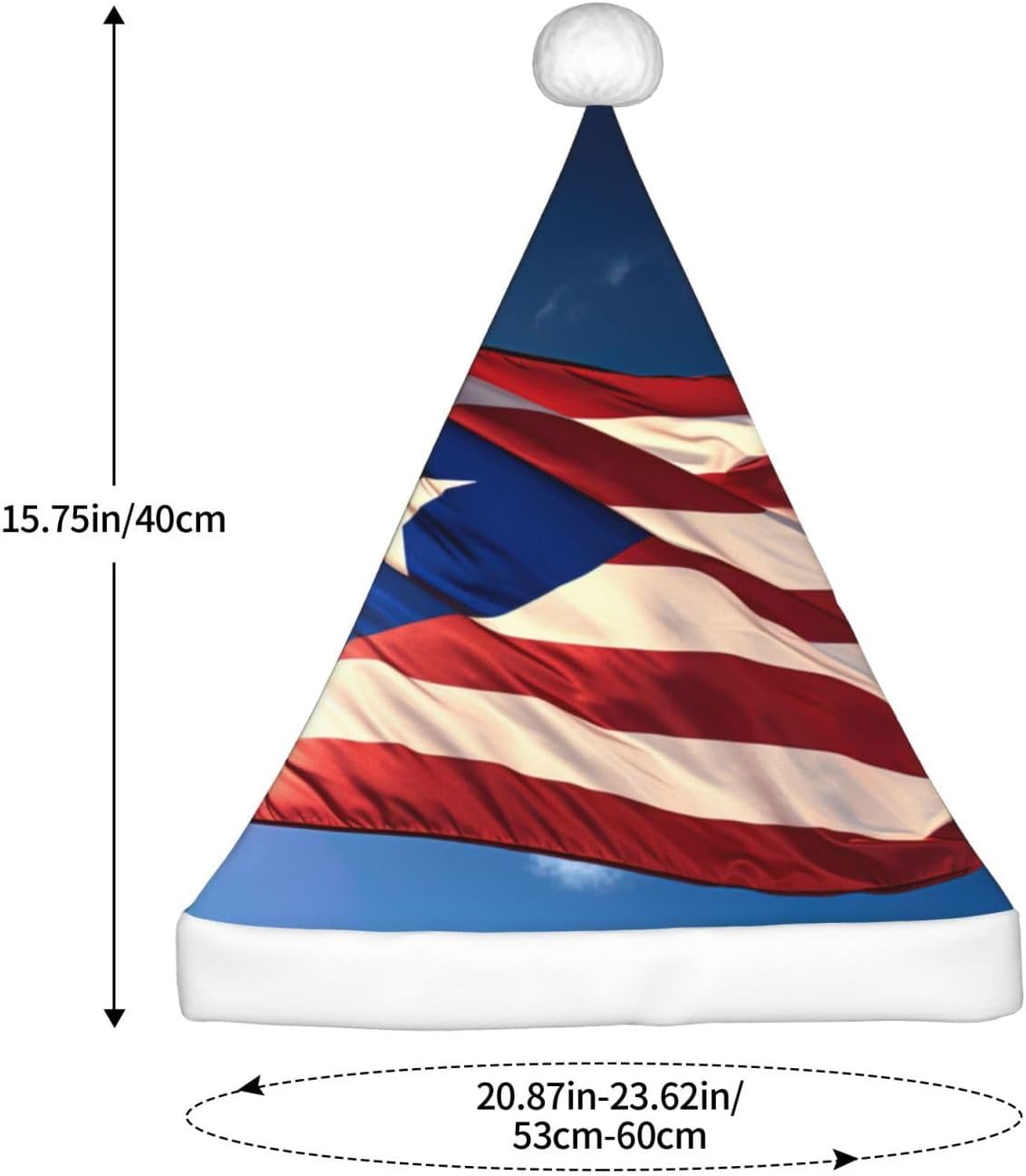 QINZHENG Personalized Santa Hat with Puerto Rico Wallpaper Flag Design