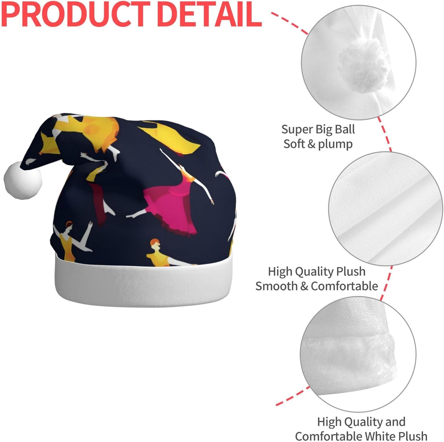 QINZHENG Ballroom Dance Santa Hat Christmas Decoration for Women