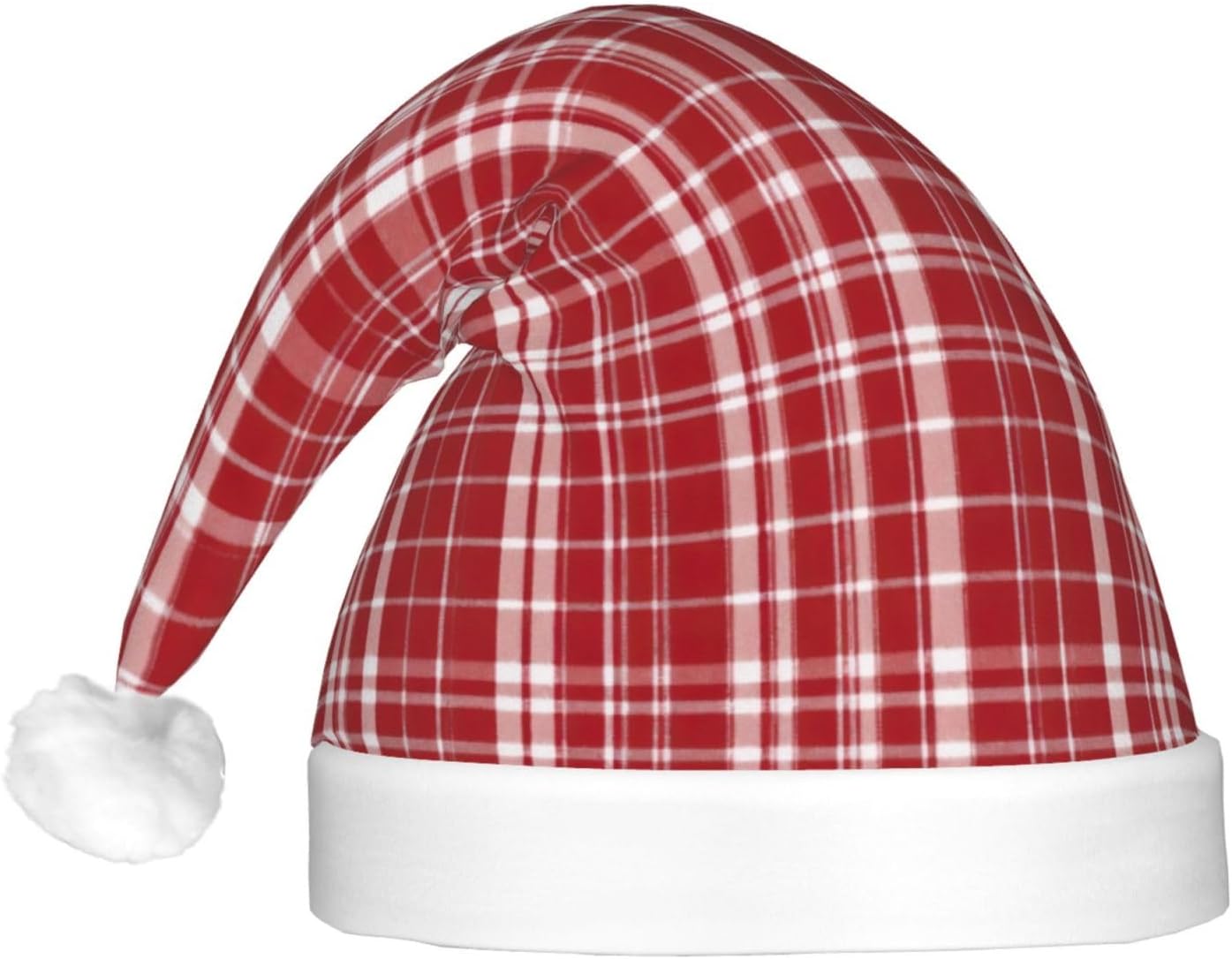 Plaid Red and Black Light Up Santa Hat for Adults