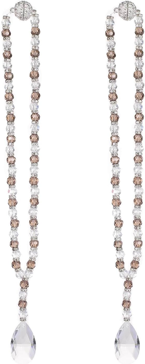 SUQ I OME Magnetic Crystal Beaded Curtain Tieback Gray