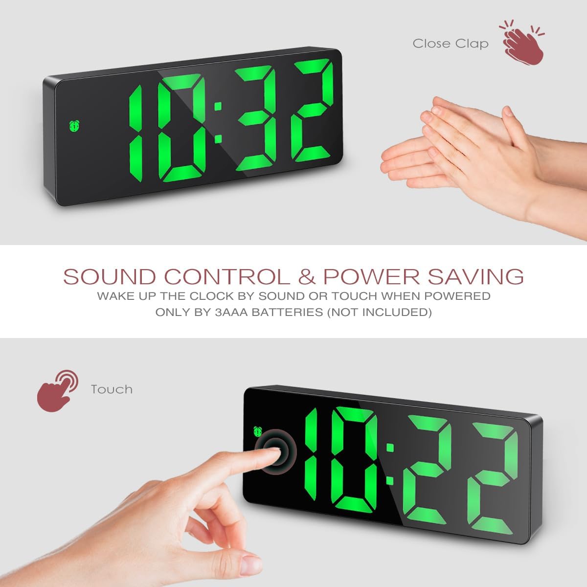 LOFICOPER 65 Inch LED Alarm Clock with Snooze and Brightness Control