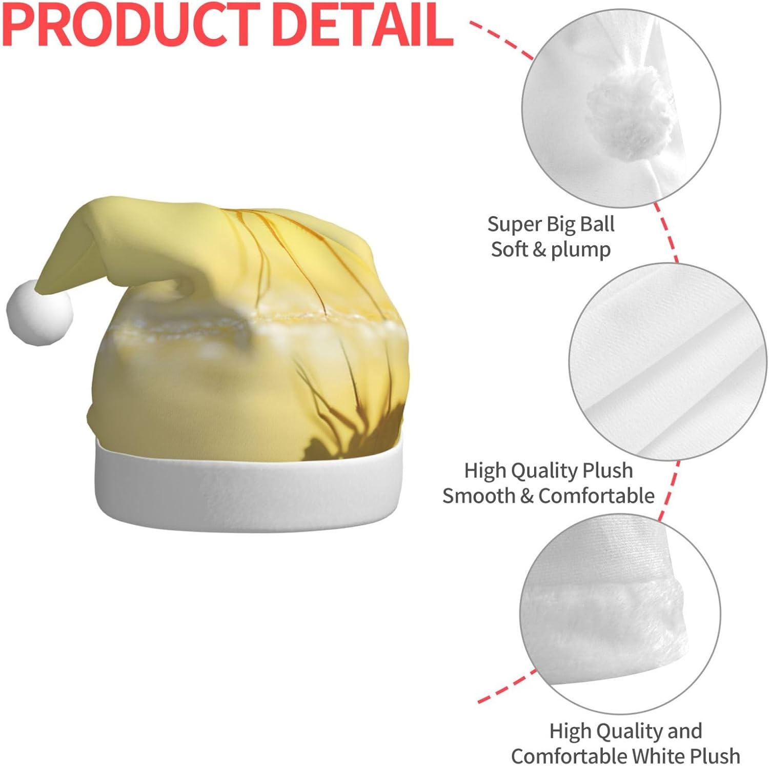 QINZHENG Yellow Dragonfly Santa Hat Christmas Party Gift for Women