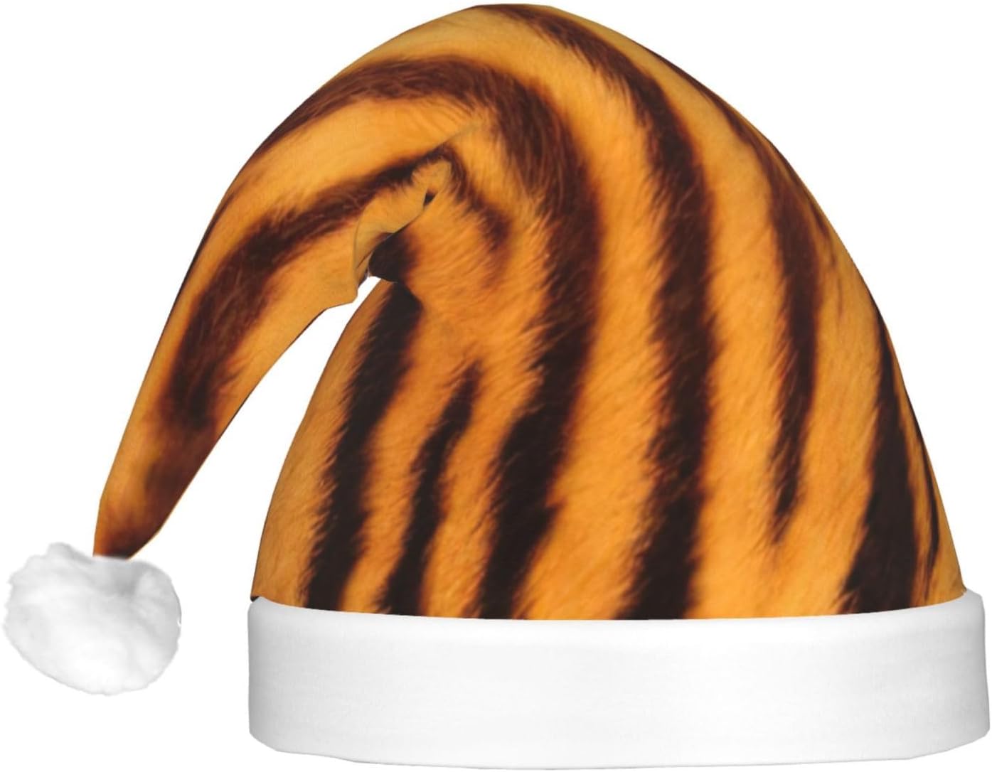 Tiger Striped Christmas Santa Hat Plush Light Up