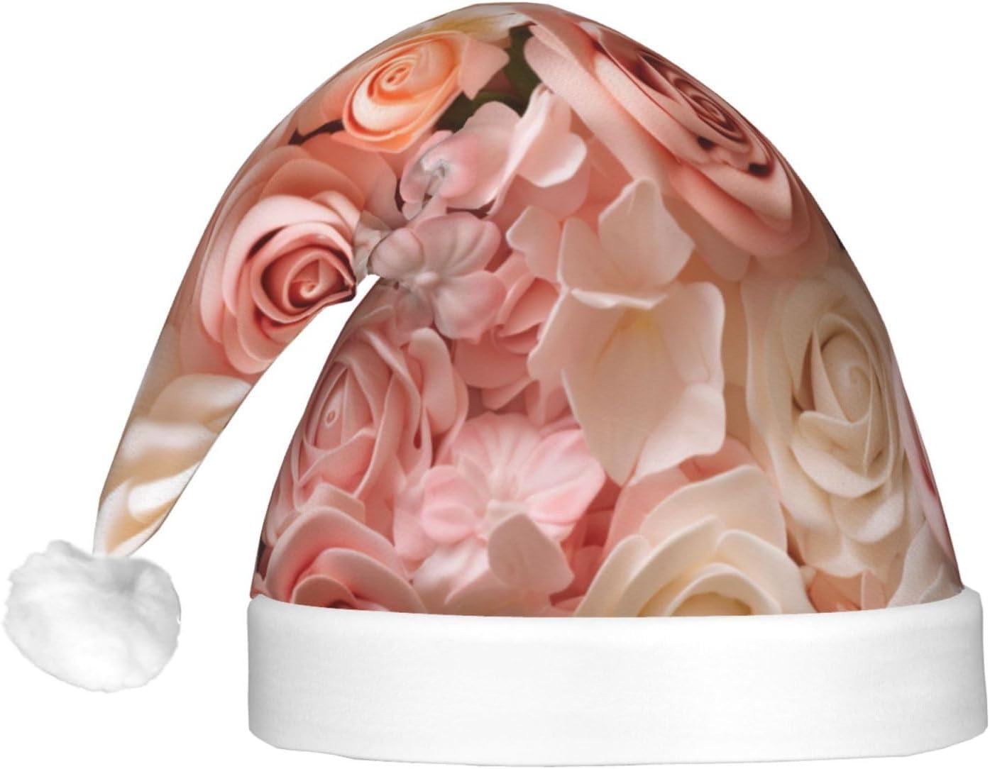 Beautiful Flower Cake3 Print Christmas Santa Hat Plush Light Up for Adult