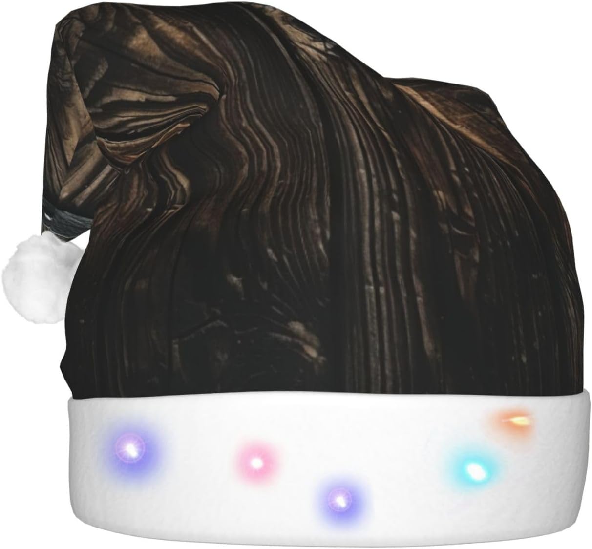 QINZHENG LED Christmas Santa Hat with Wooden Door Print