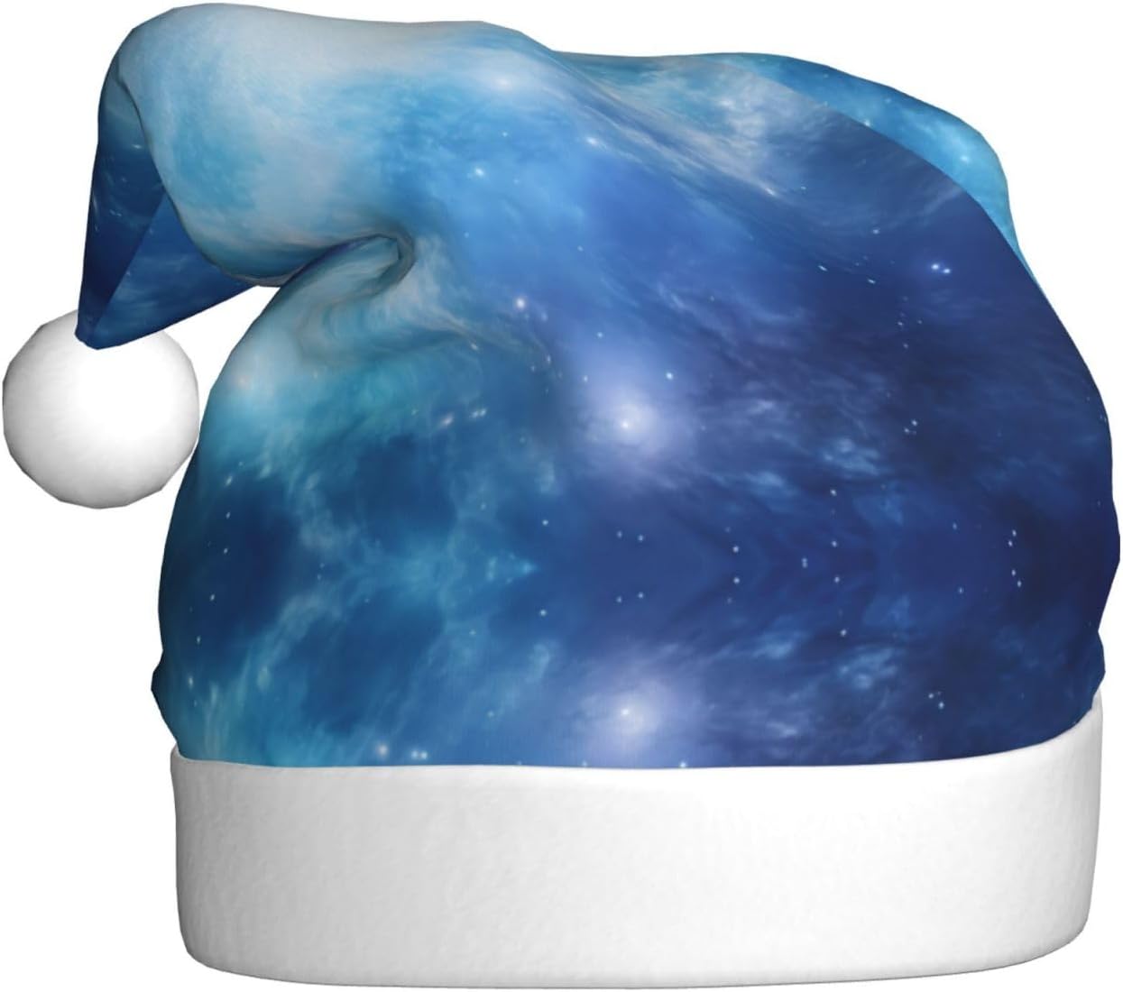 Blue Galaxy3 Print Christmas Santa Hat Plush Funny Adult Party