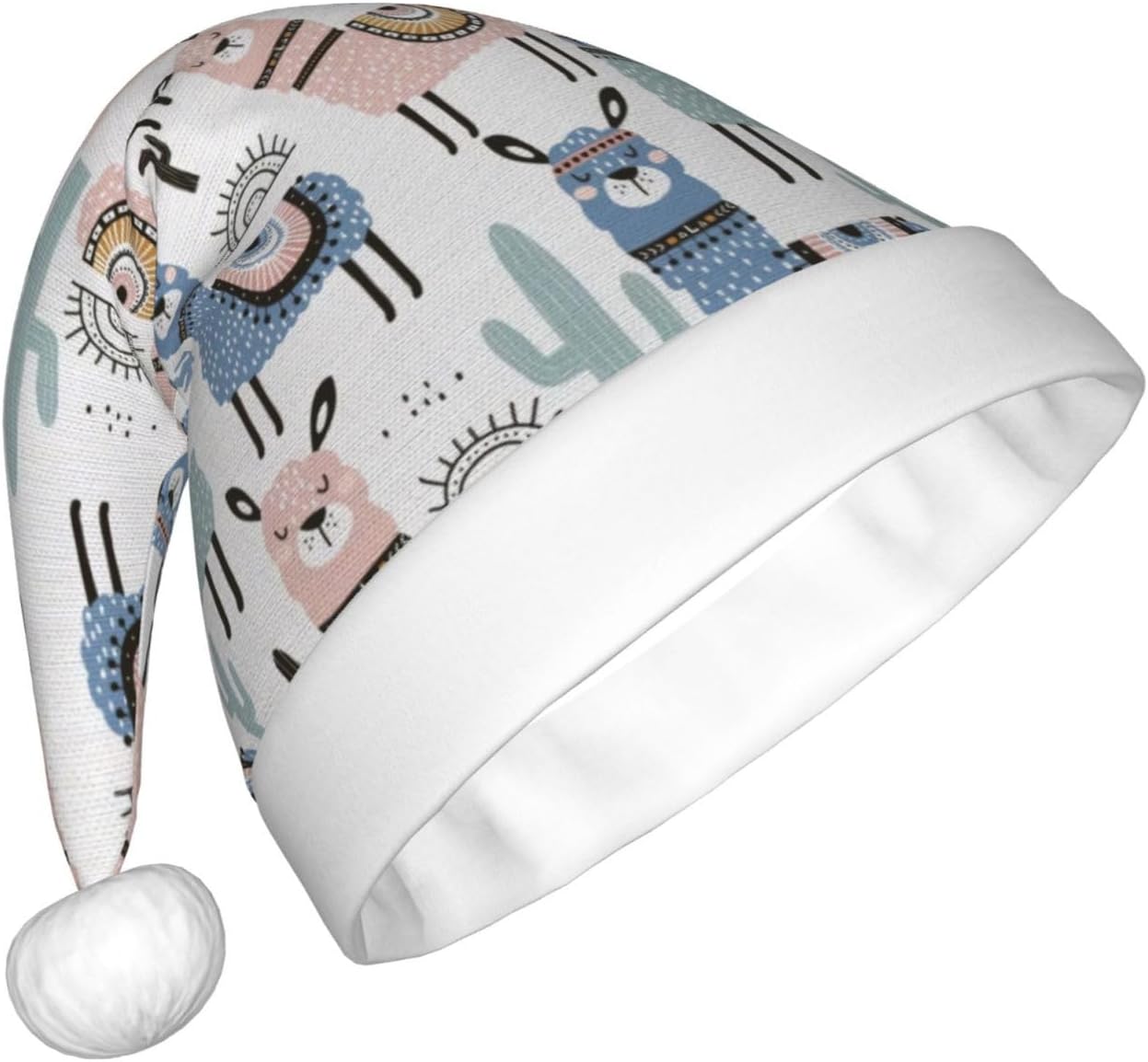 QINZHENG Llama Alpaca Cactus Print Santa Hat