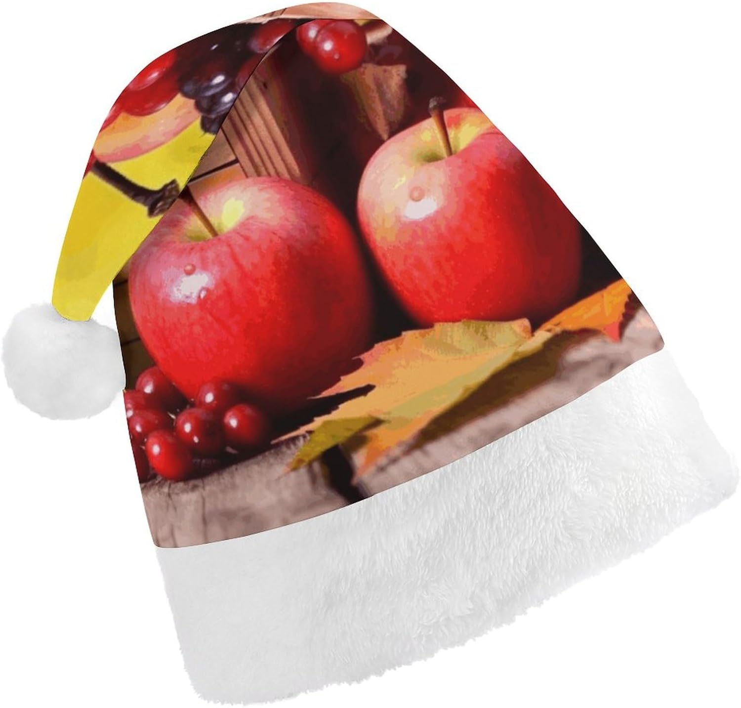 Santa Hat Christmas Party Headwear with Fall Leaves and Fruits