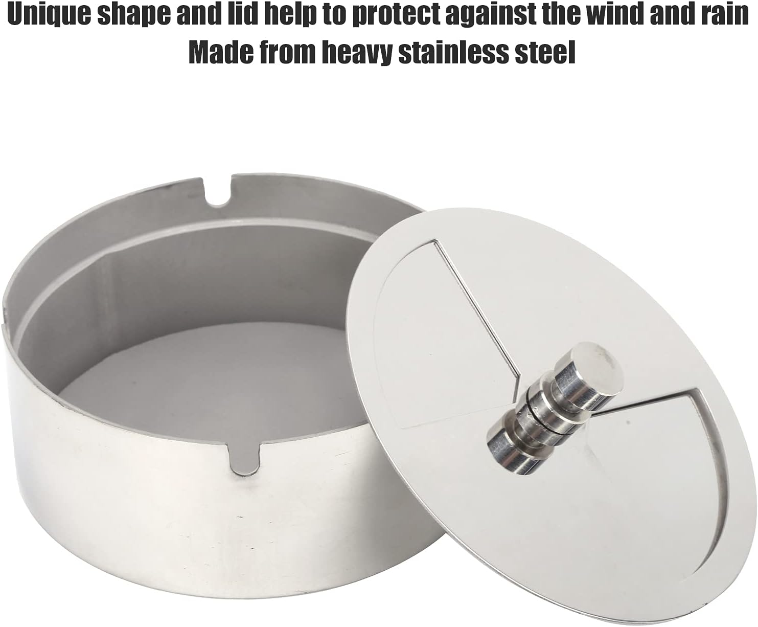 Stainless Steel Ashtray with Lid Windproof