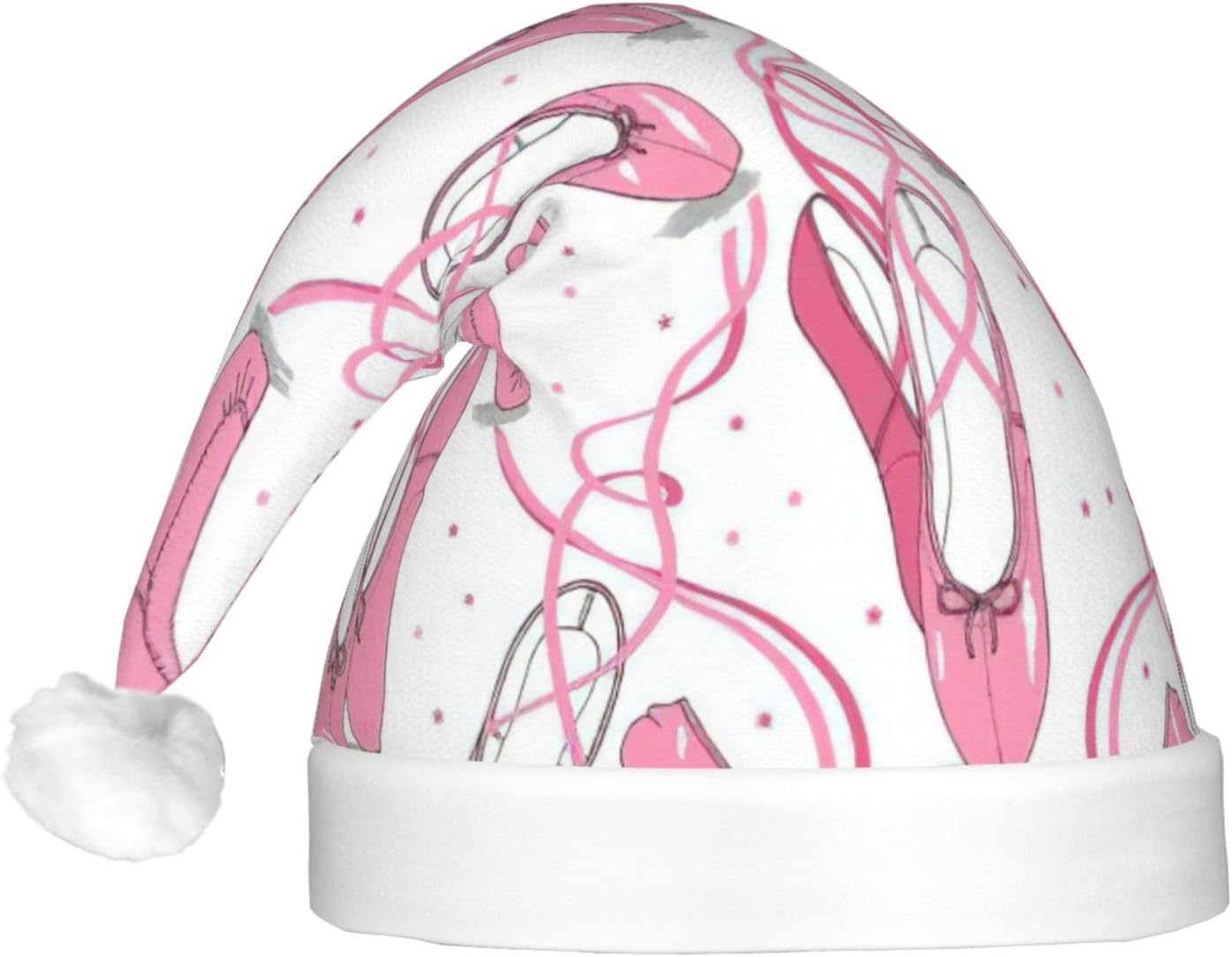 Pink Ballet Shoes Print Christmas Santa Hat for Adults