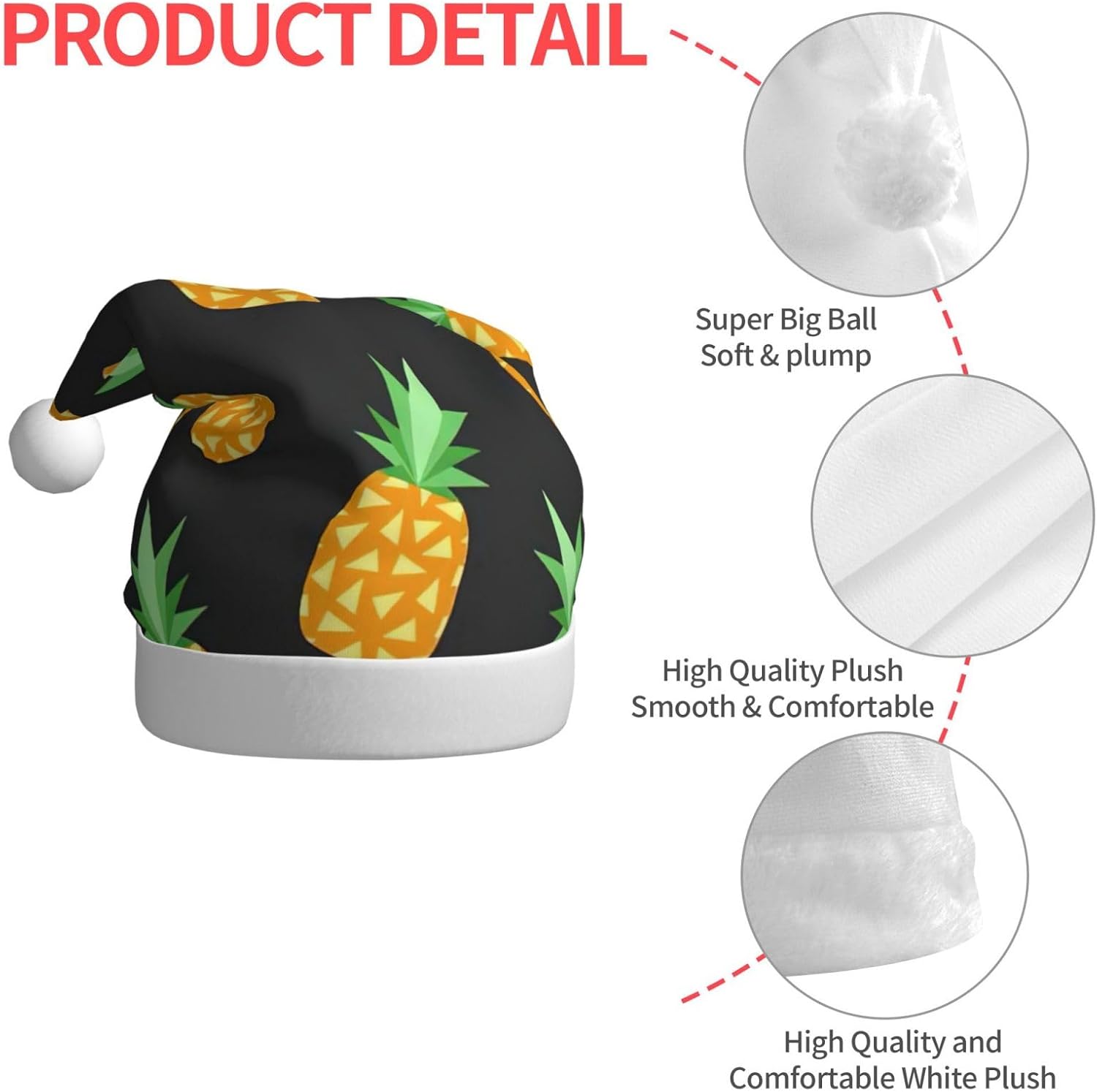 QINZHENG Pineapple Santa Hat Personalized Christmas Headwear for Women