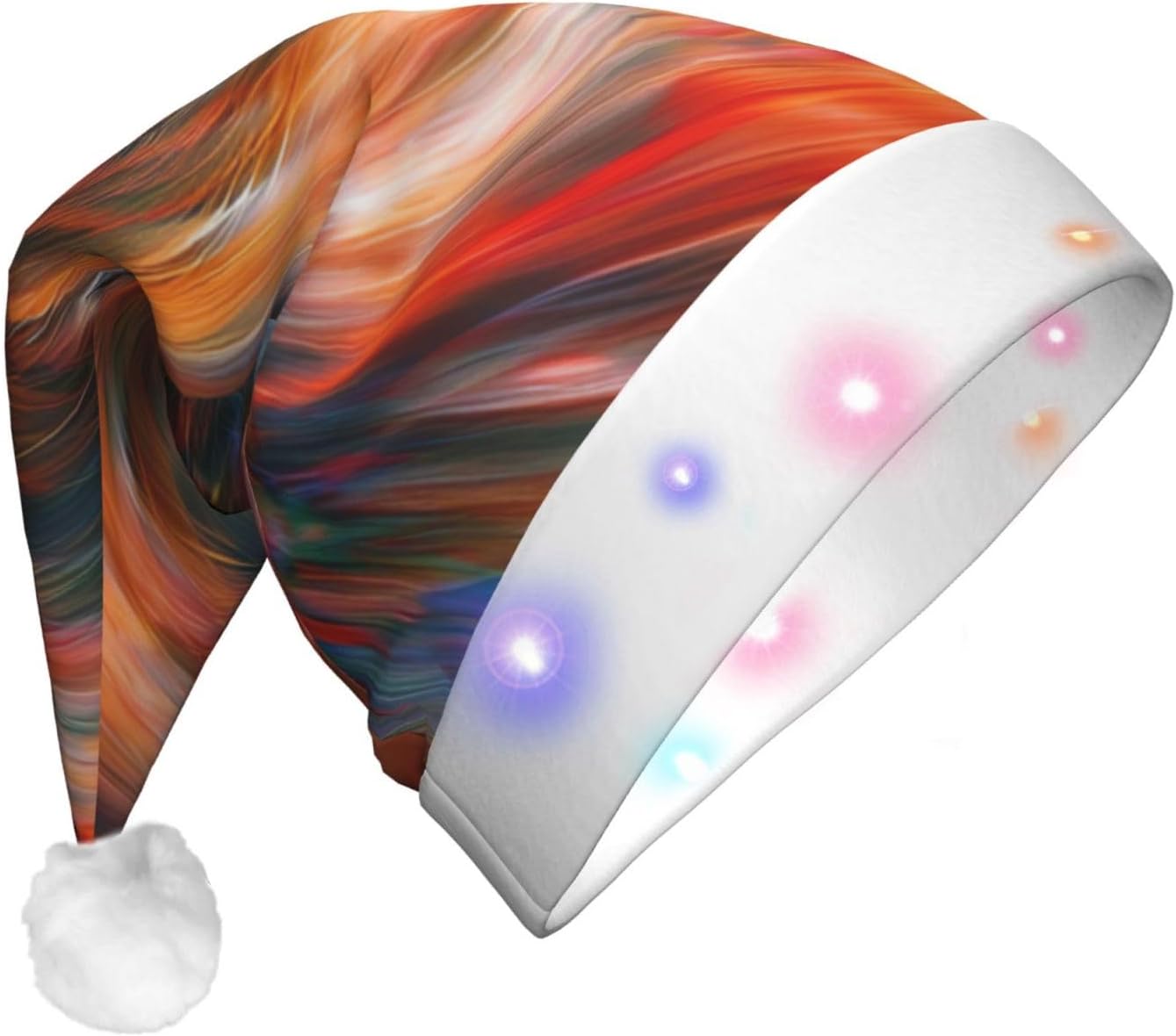 QINZHENG Stripe Vortex Print LED Santa Hat for Christmas Halloween Party