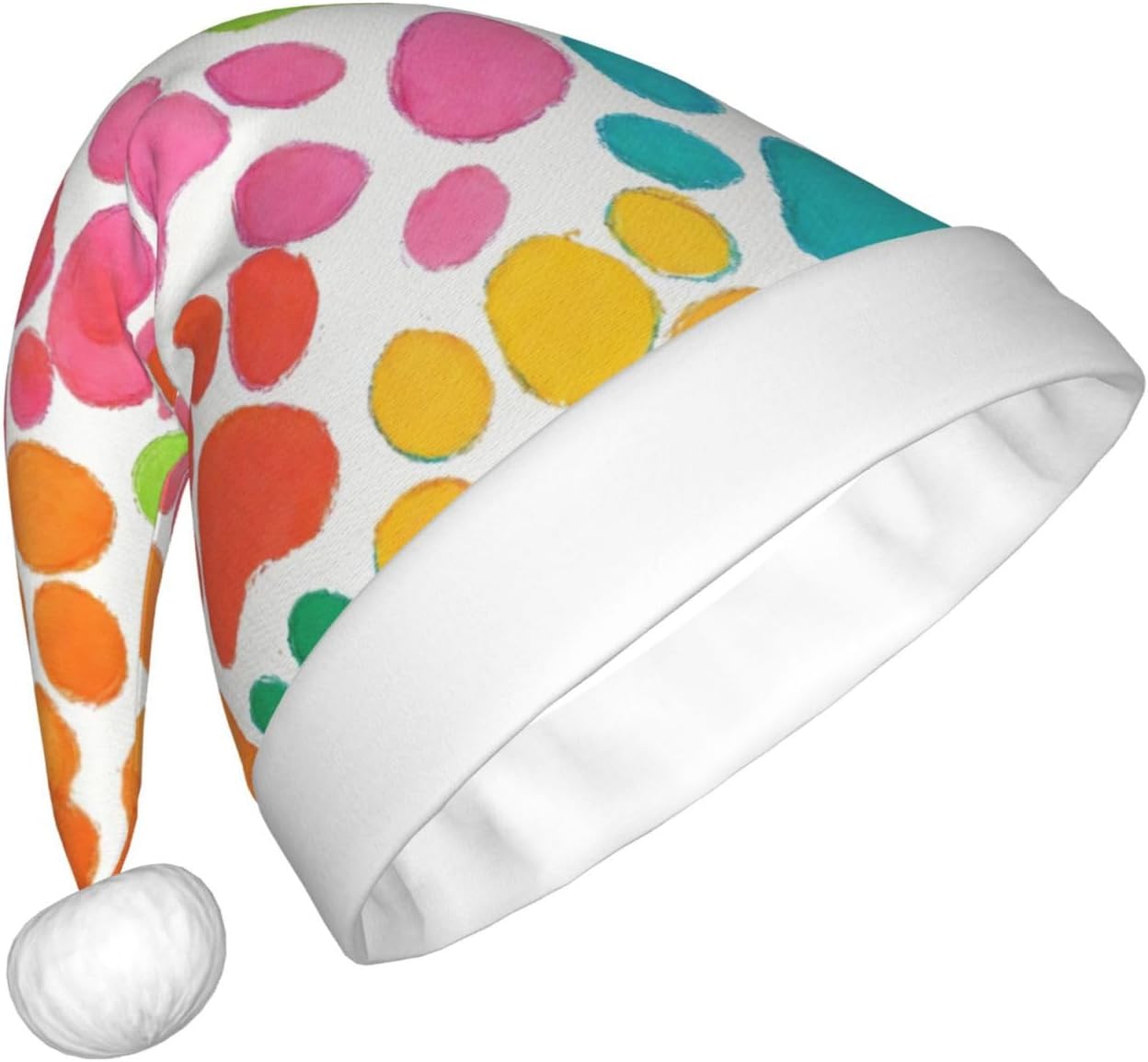 Bear Paw Print Christmas Santa Hat Plush Funny Adult Headwear