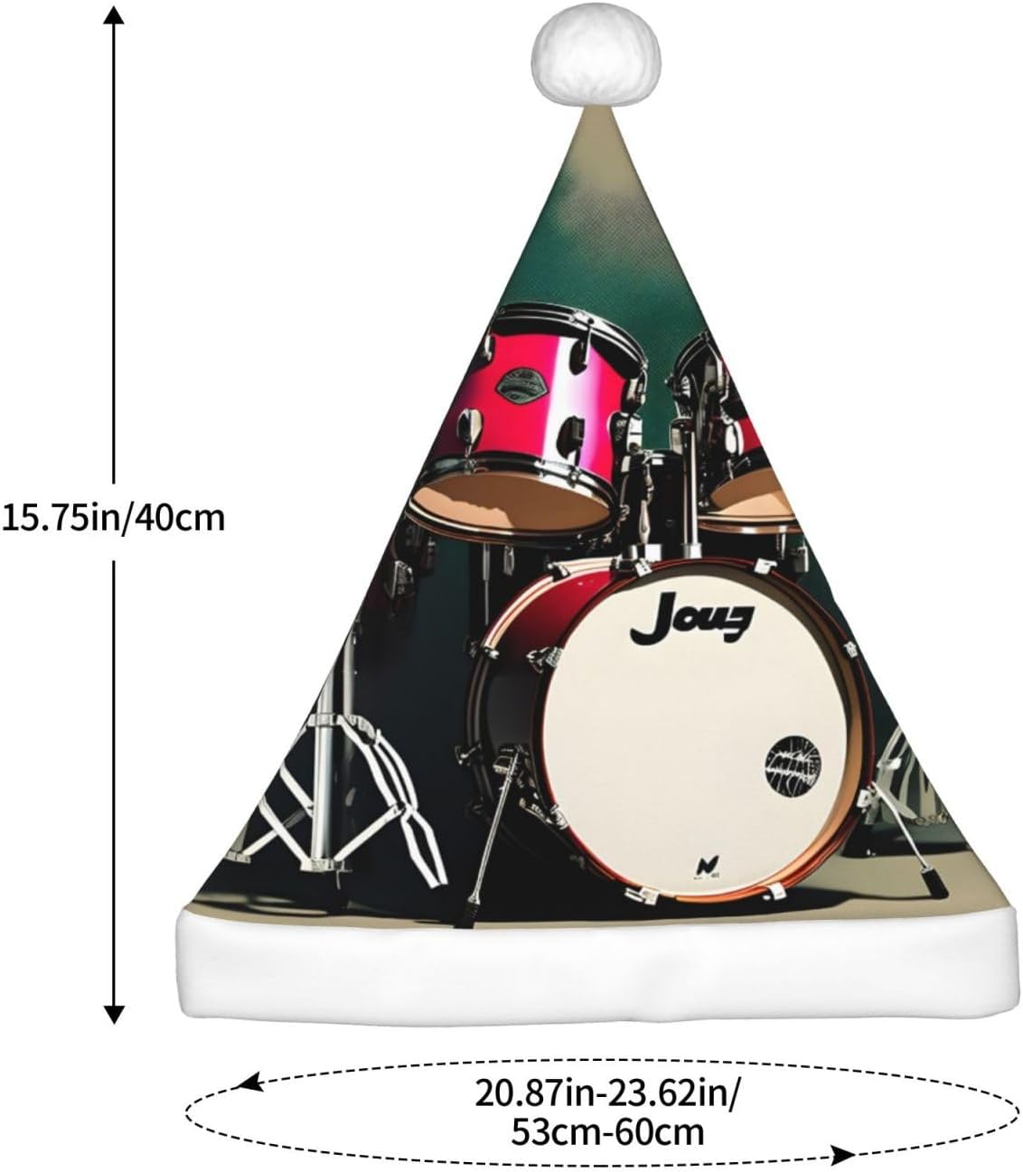 QINZHENG Personalized Santa Hat with Jazz Drum Print