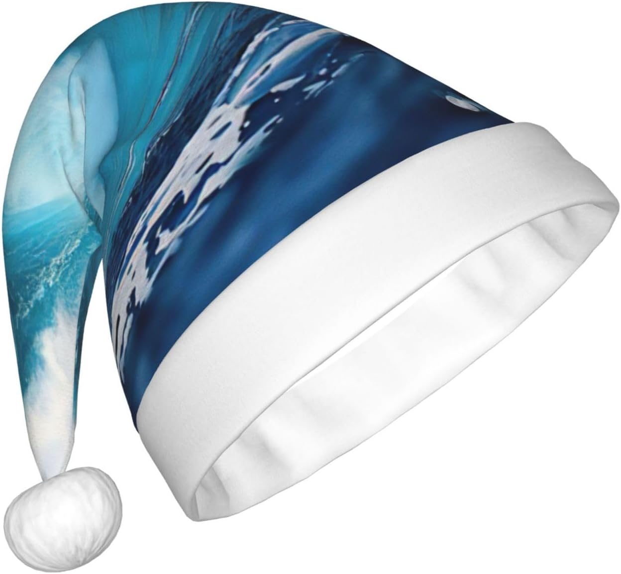 Big Ocean Wave HD Print Christmas Santa Hat Plush Comfortable