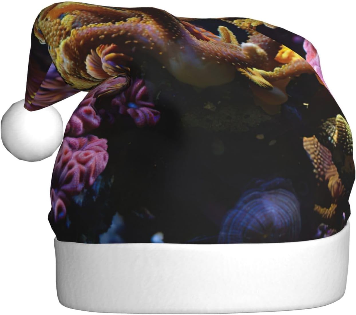 Coral Reef Christmas Santa Hat Plush for Adults