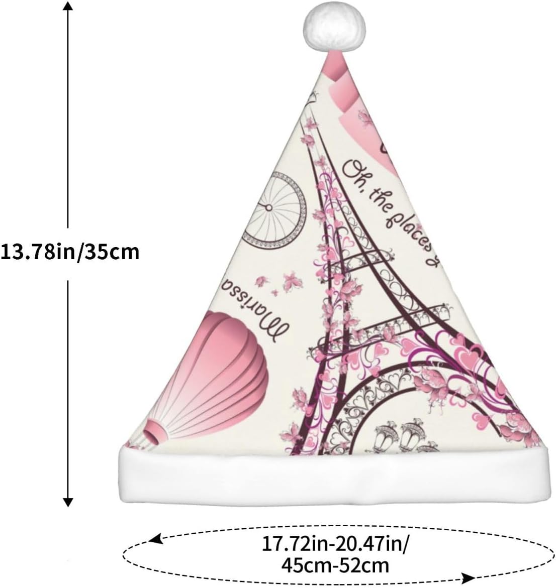 Dog and Paris Towe Print Christmas Santa Hat Small Size