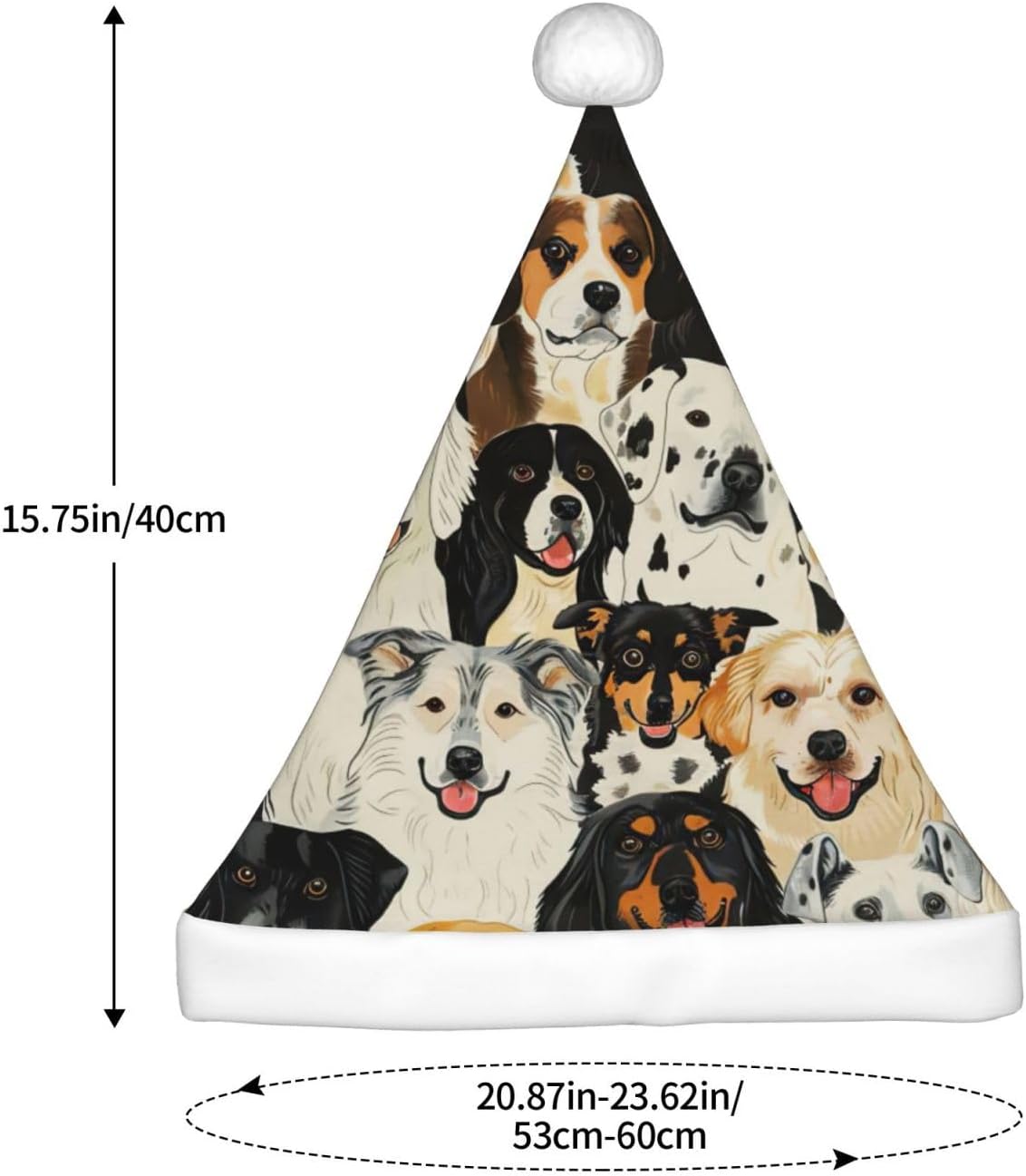 Dogs Print Christmas Santa Hat Plush Funny Adult Party Hat