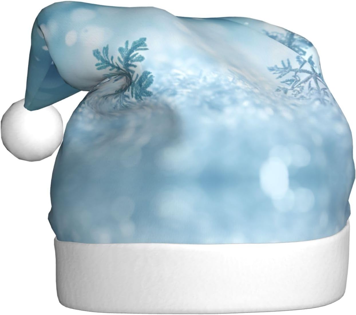 Blue Christmas Snowflake Print Santa Hat Plush Funny Adult Party