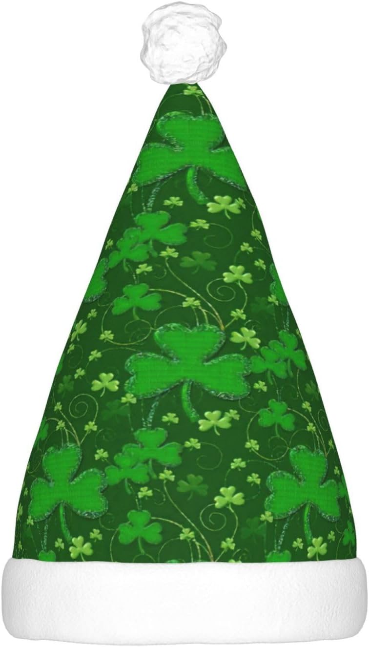 St Patricks Day Glitter Print LED Christmas Hat for Adults