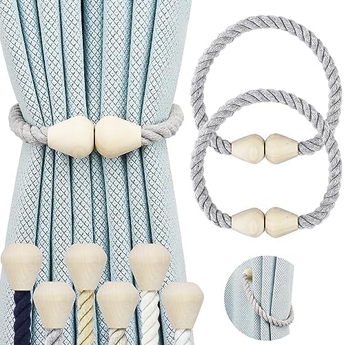 Magnetic Curtain Tiebacks 2 Pack Grey