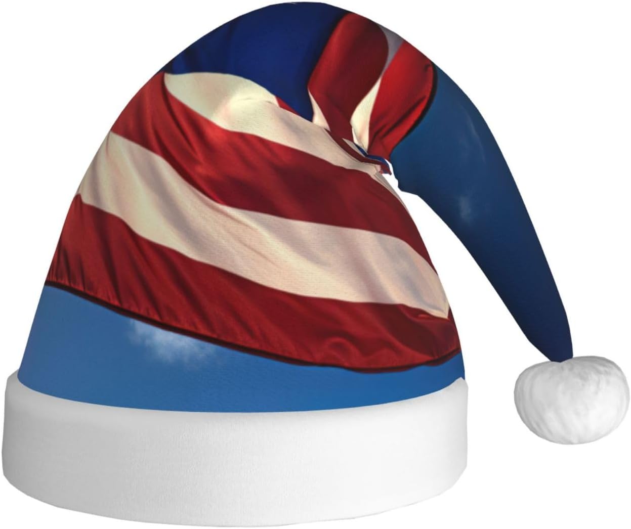QINZHENG Personalized Santa Hat with Puerto Rico Wallpaper Flag Design