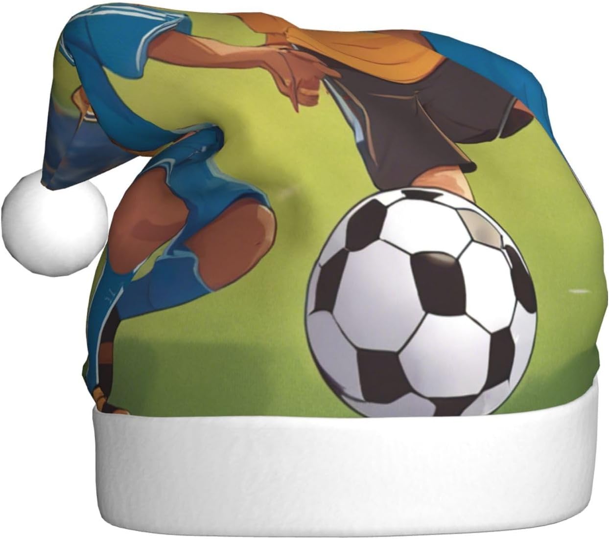 Personalized Santa Hat for Boys 03 Soccer Print Christmas Headwear