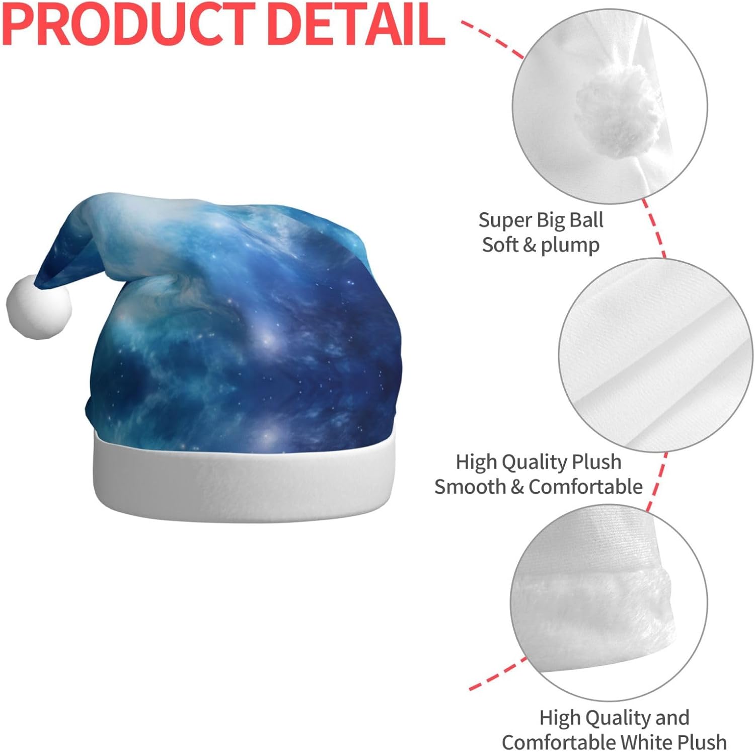 Blue Galaxy3 Print Christmas Santa Hat Plush Funny Adult Party