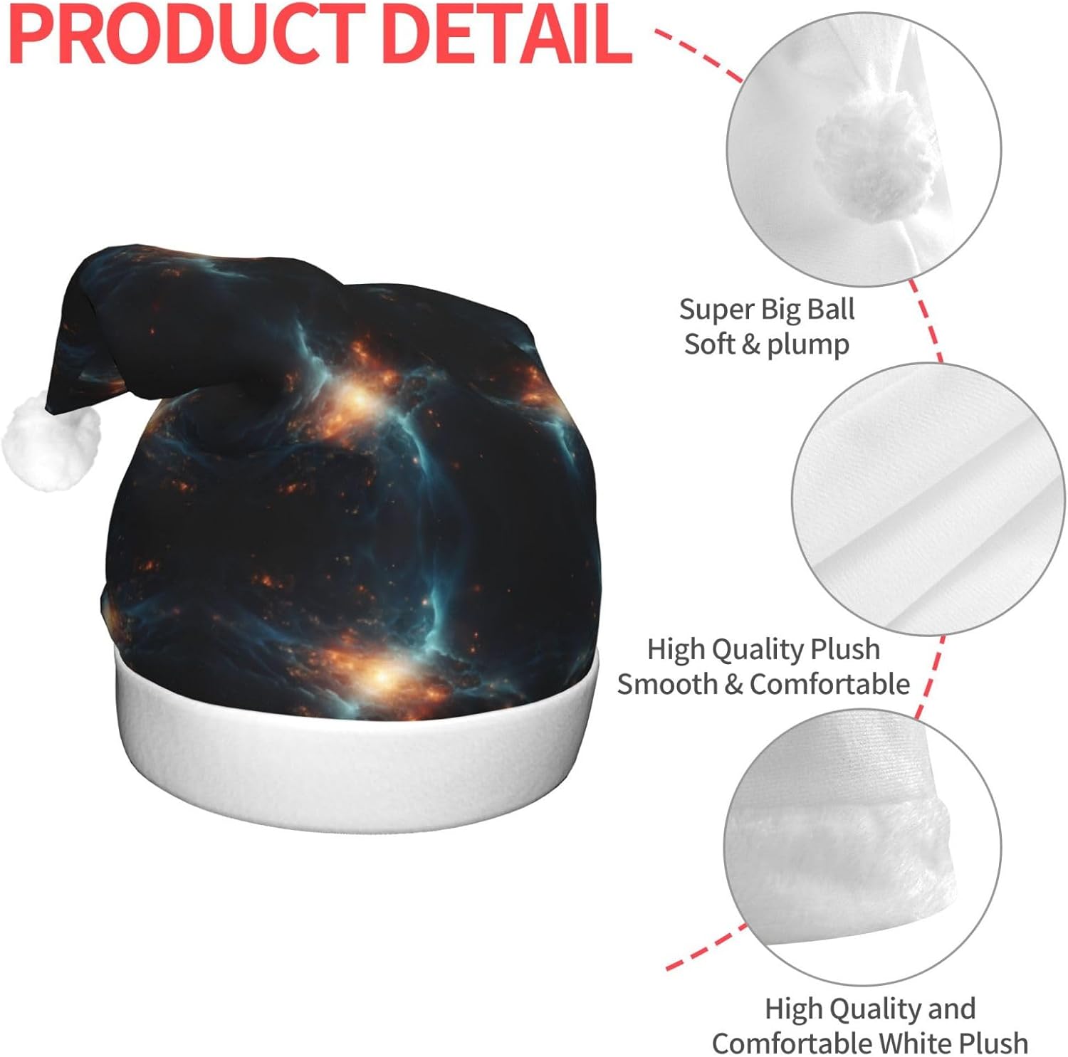 Fun Easter Rabbit Print Christmas Santa Hat Plush Light Up for Adults