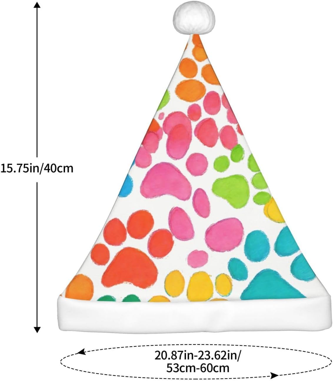 Bear Paw Print Christmas Santa Hat Plush Funny Adult Headwear