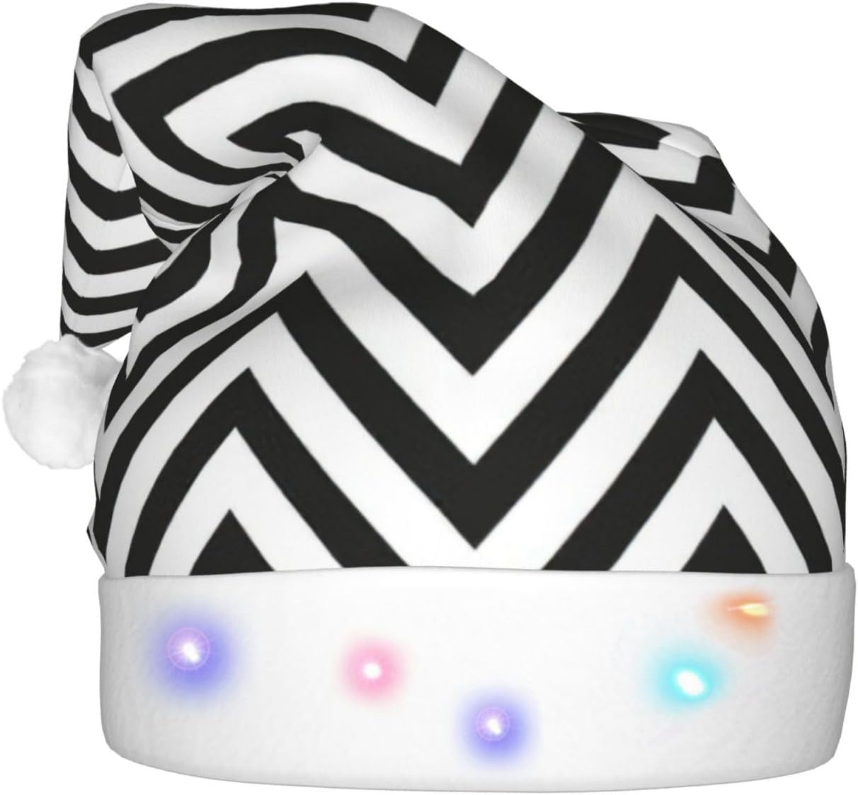 ZigZag Stripe Christmas Santa Hat Plush Light Up