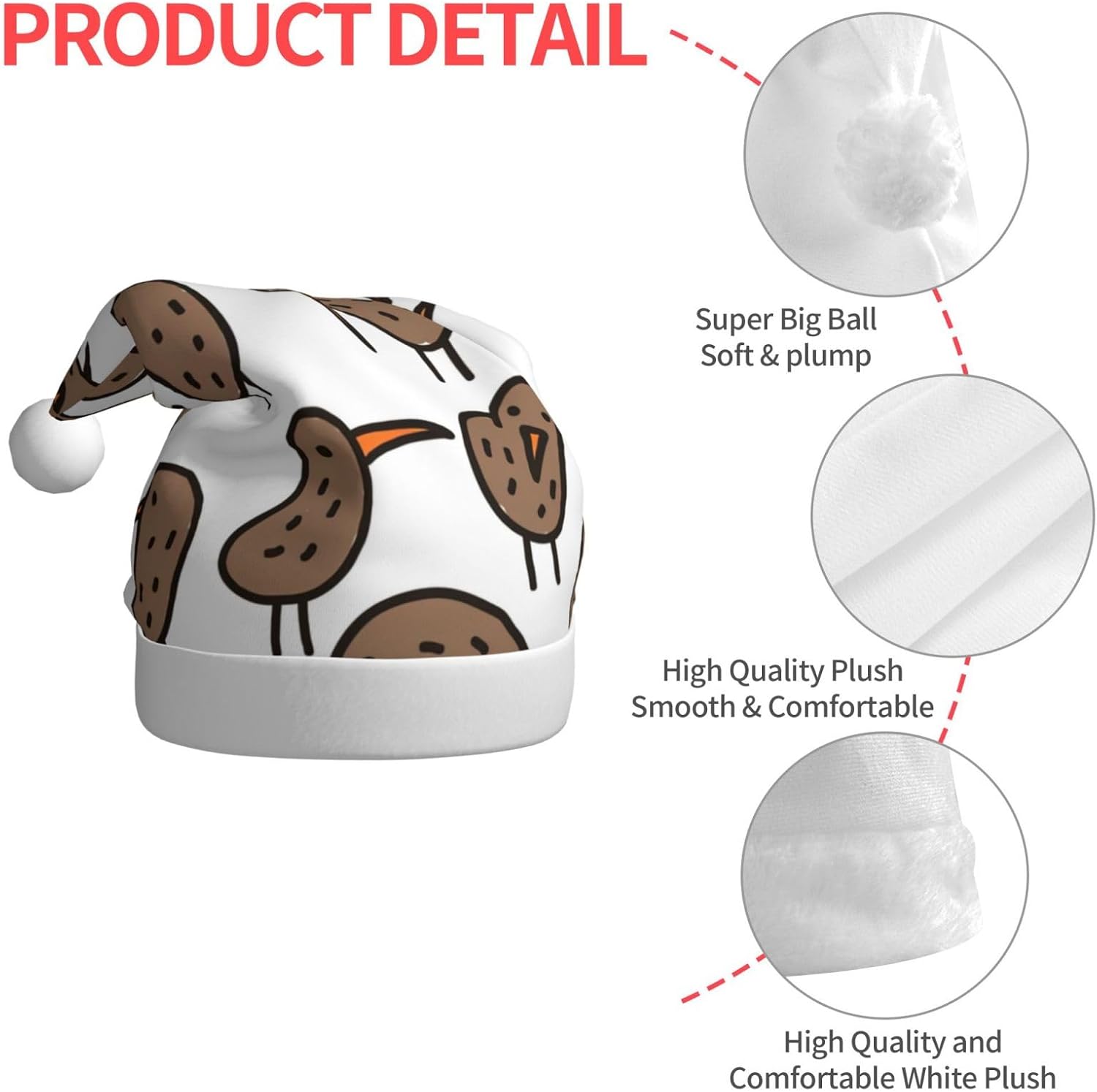 QINZHENG Kiwi Birds Santa Hat Christmas Decoration Headwear