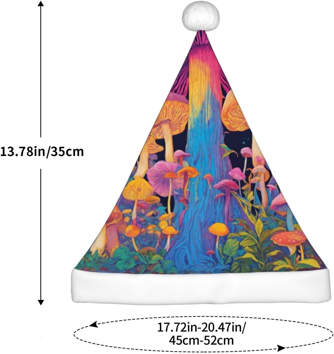 Mushroom Print Christmas Santa Hat Small Size