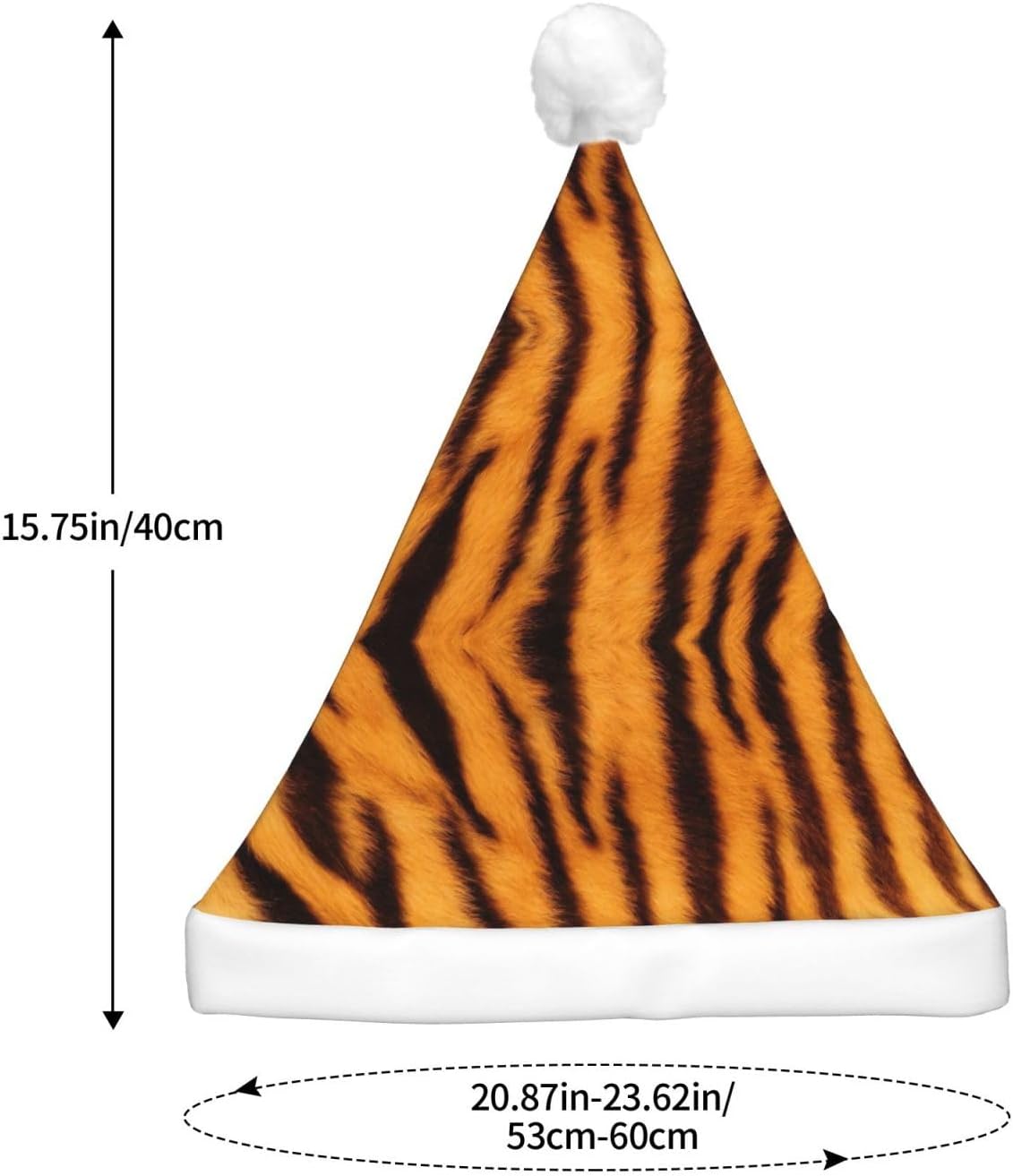Tiger Striped Christmas Santa Hat Plush Light Up for Adult