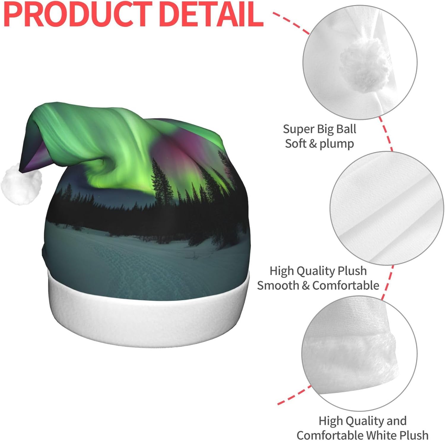 Northern Lights LED Santa Hat for Adults Christmas Party Headwear