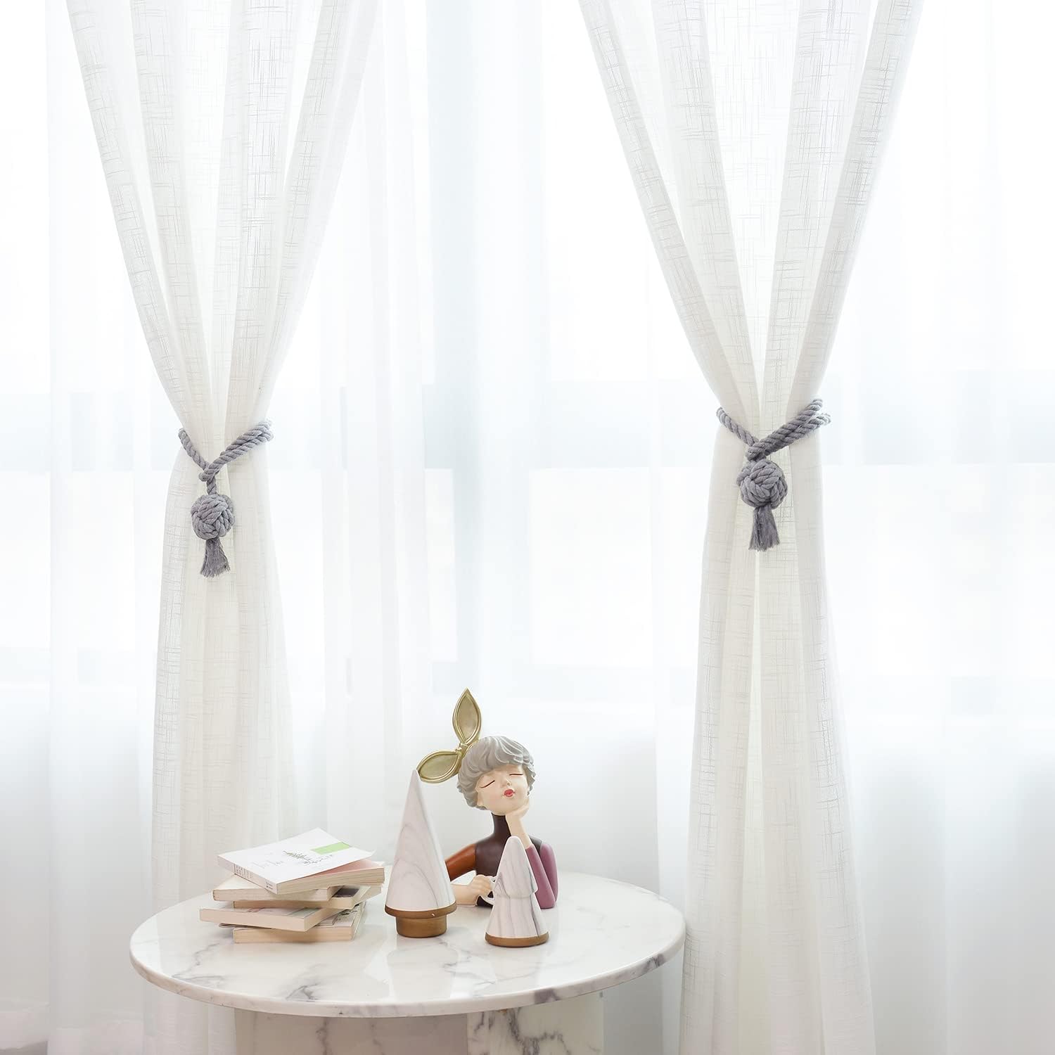 4 Pack Rustic Curtain Tiebacks in Grey