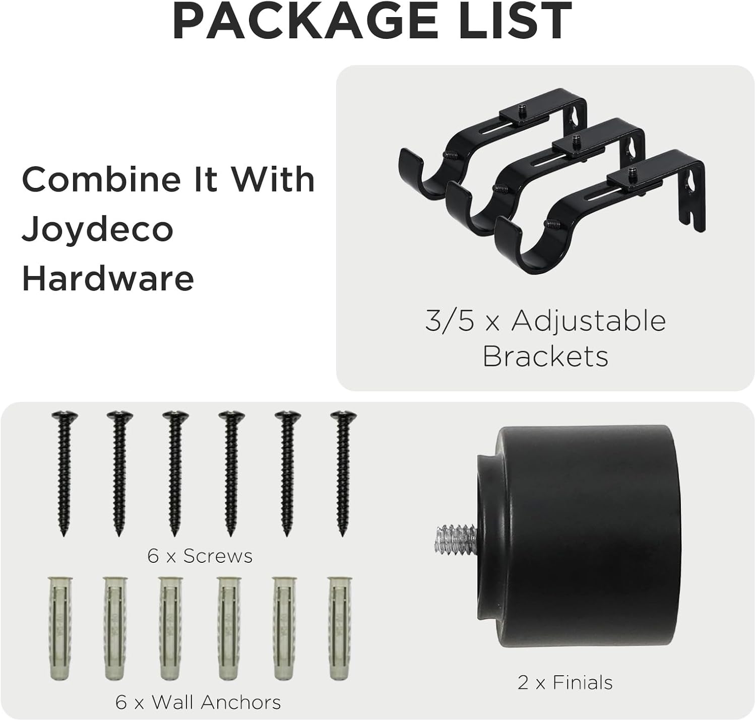 Joydeco Adjustable Curtain Rods 32-120 Inches