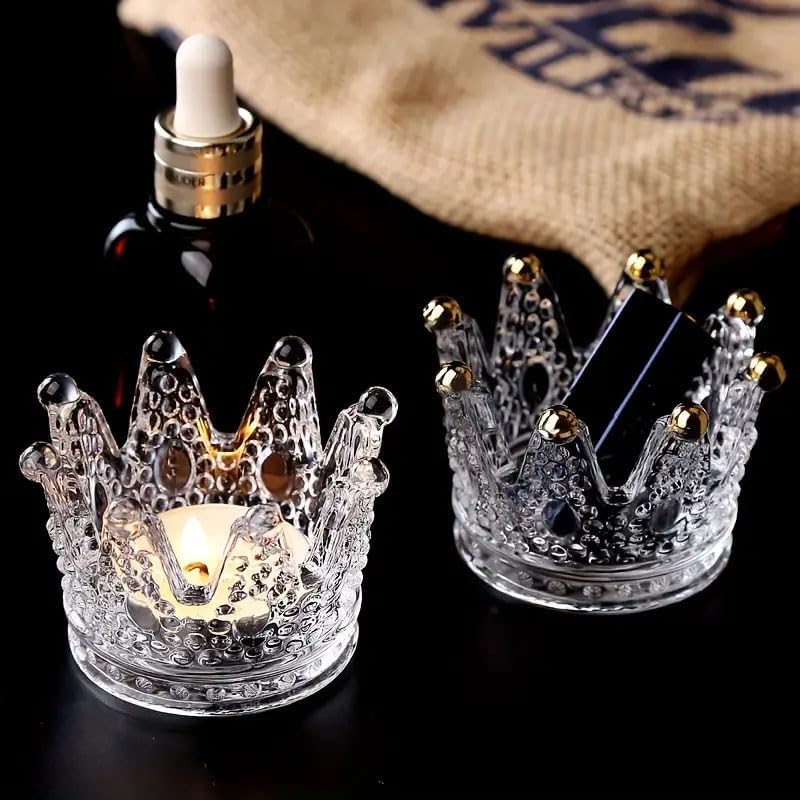 3Pcs Creative Glass Ashtray with Crown Design