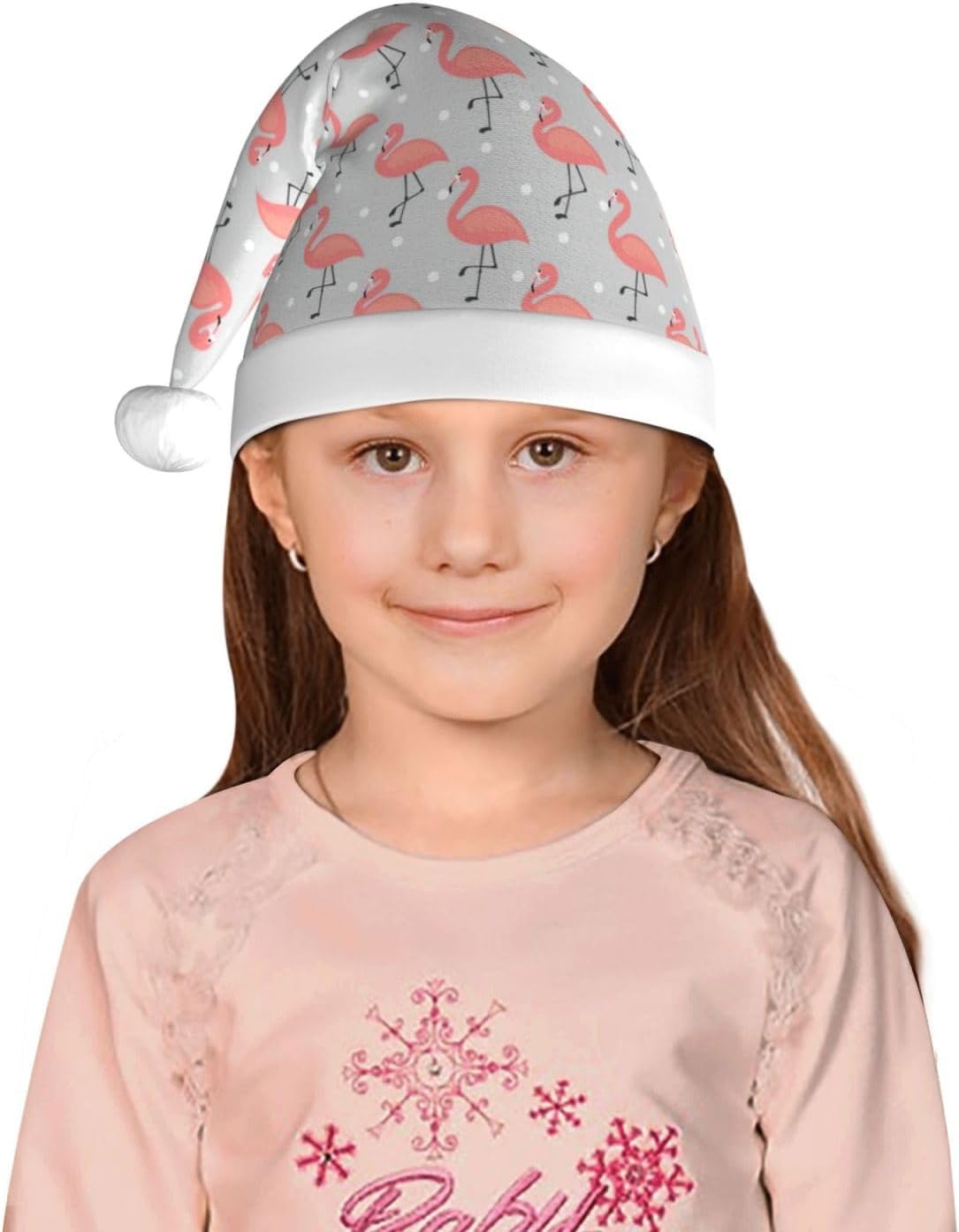 Flamingo Print Christmas Santa Hat Small Size 1