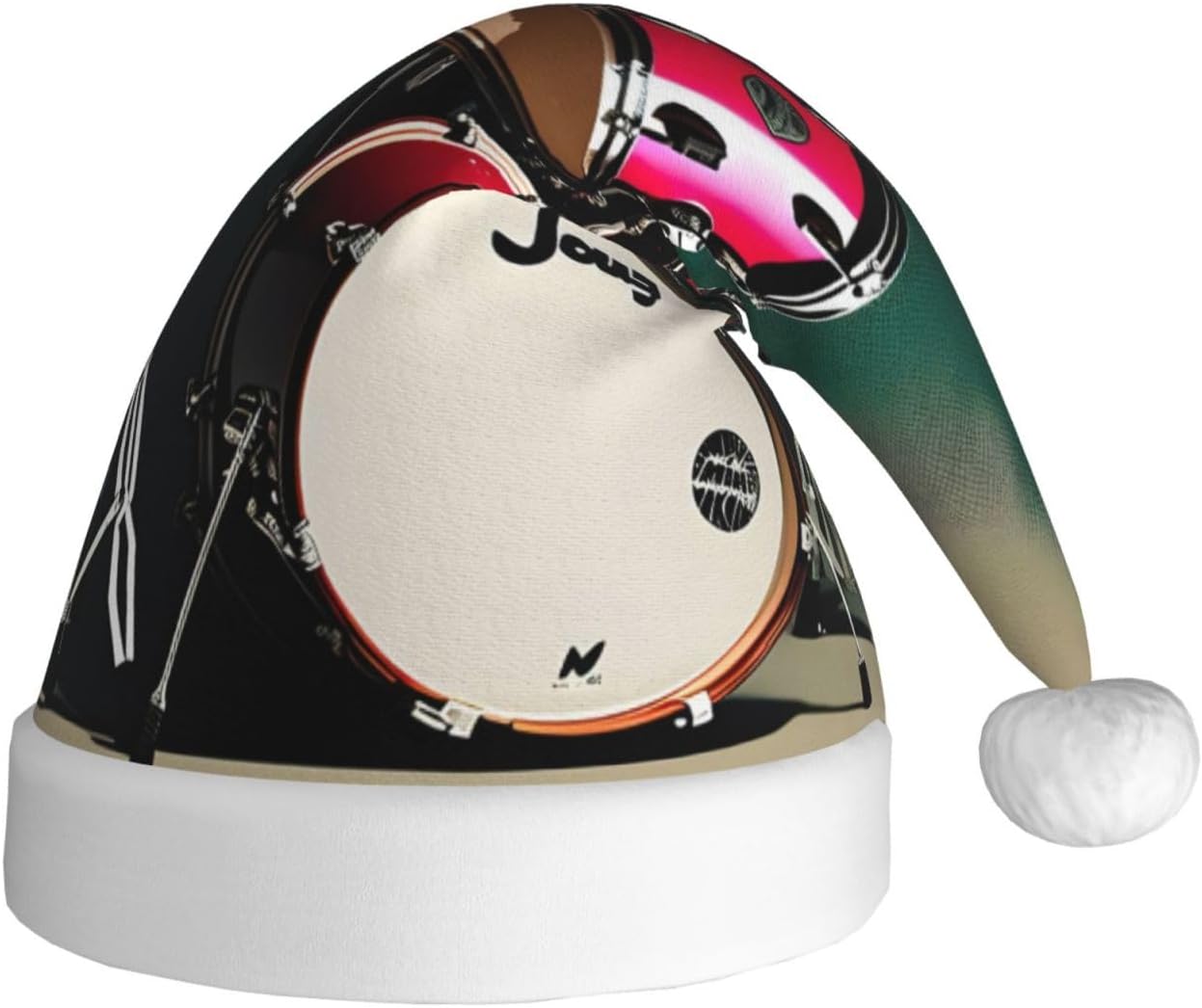 QINZHENG Personalized Santa Hat with Jazz Drum Print