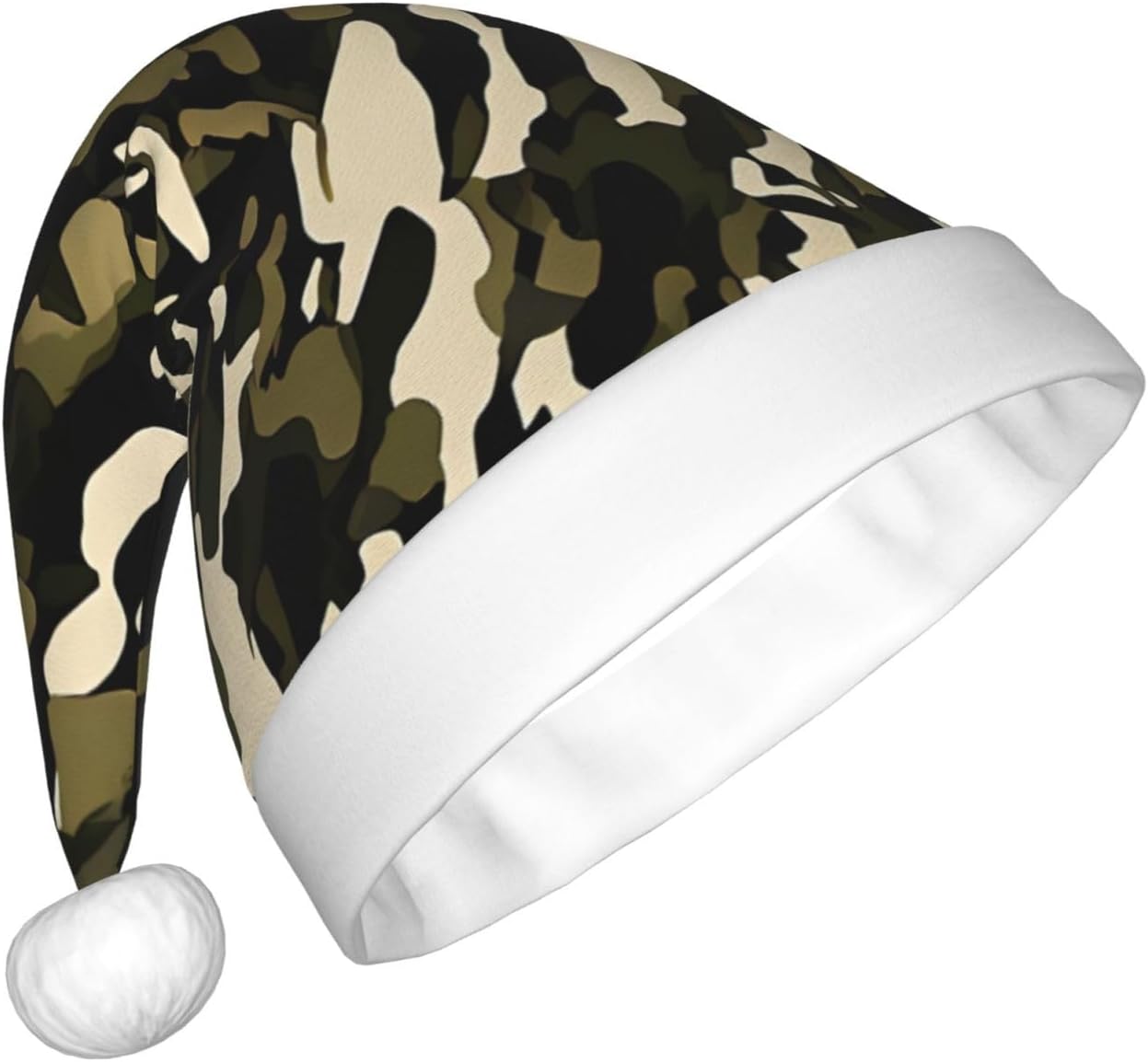 Camouflage Santa Plush Christmas Hat for Adults