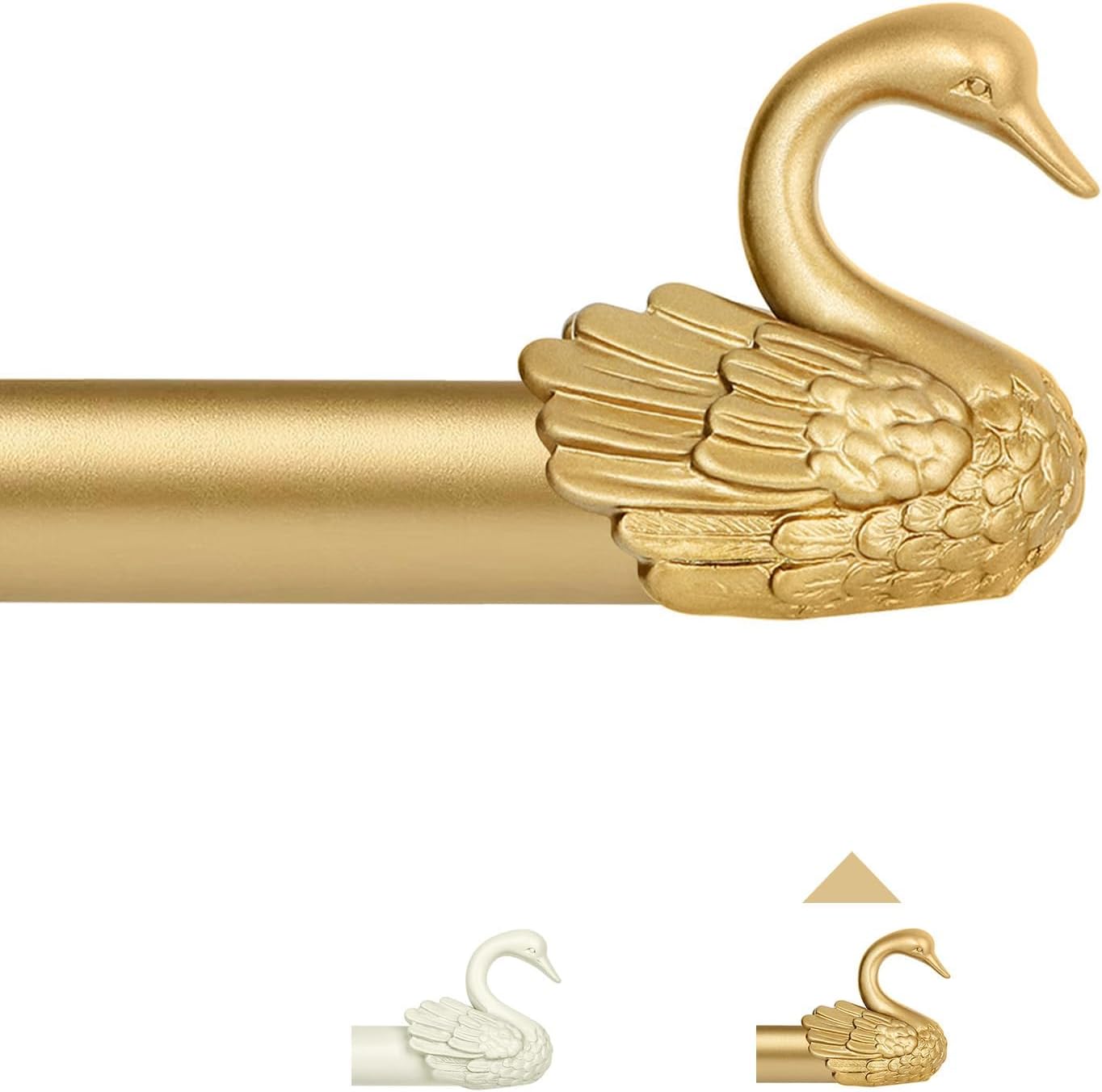 TANGWIN Gold Farmhouse Curtain Rod with Swan Finials